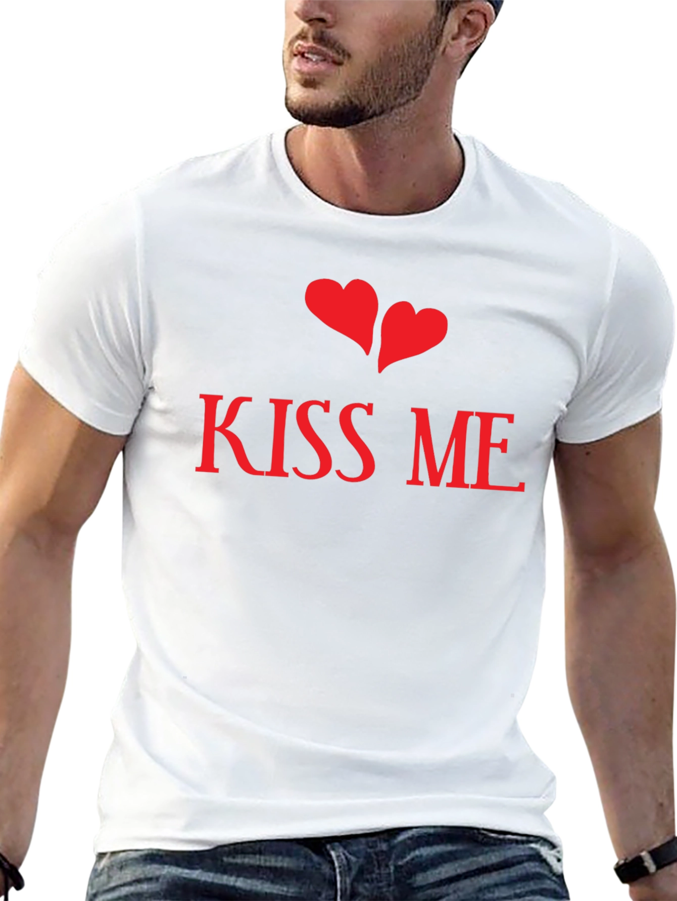 Black Kiss Me Valentines T-Shirt - Black view 13