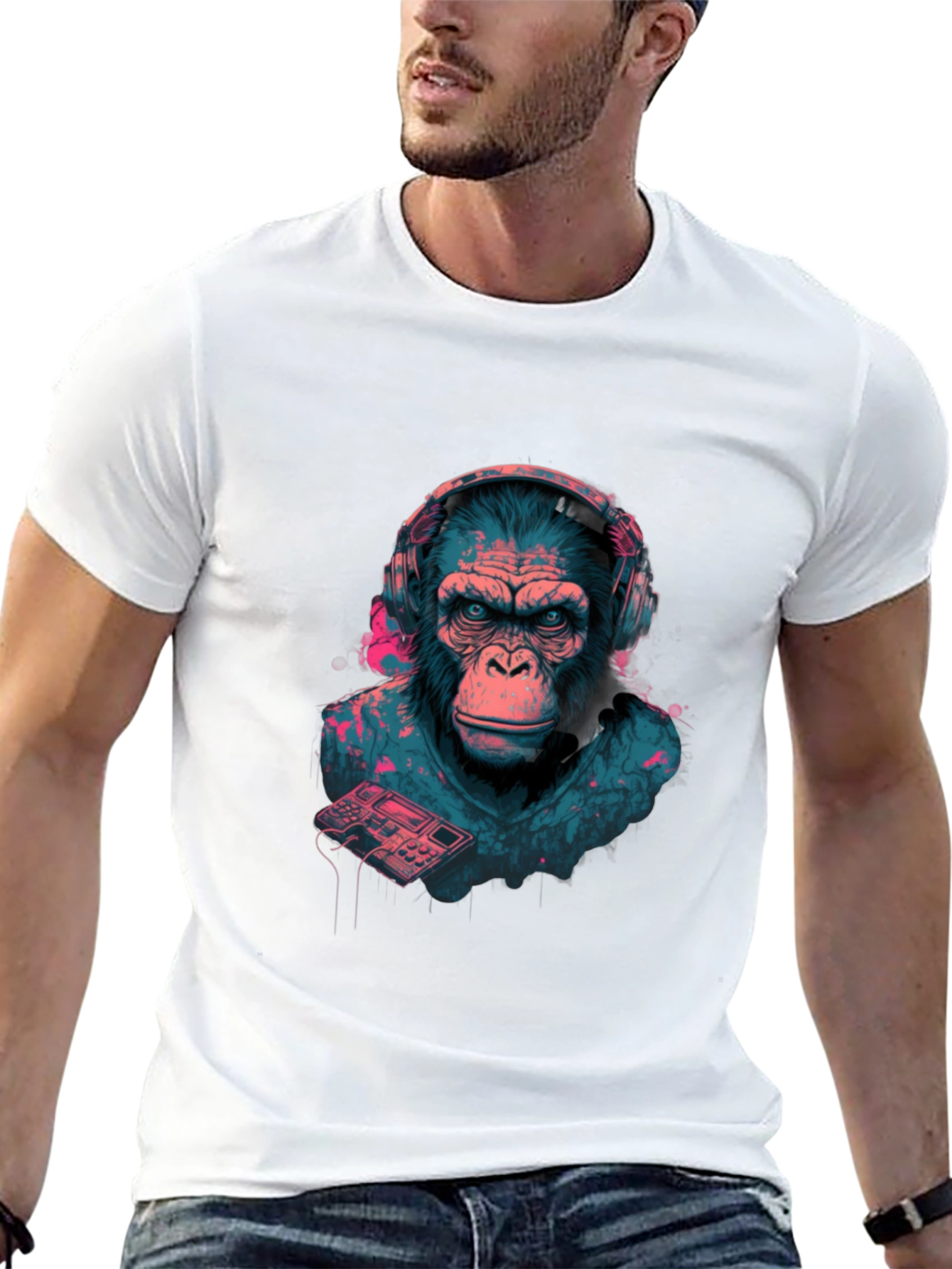 Black DJ Ape Graphic Tee - Cool & Unique Design view 13