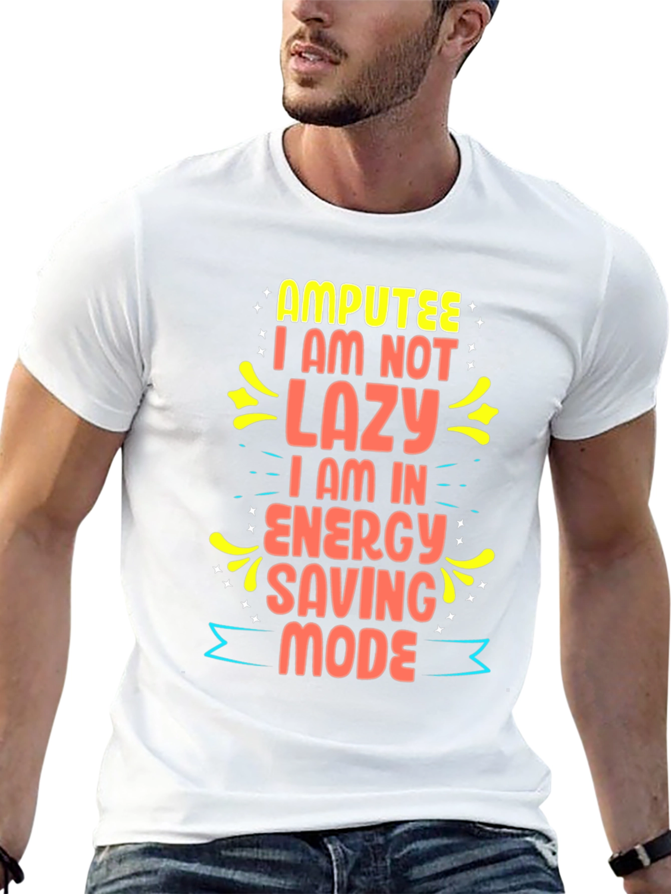 Black Amputee Energy Saving Mode Graphic Tee view 13