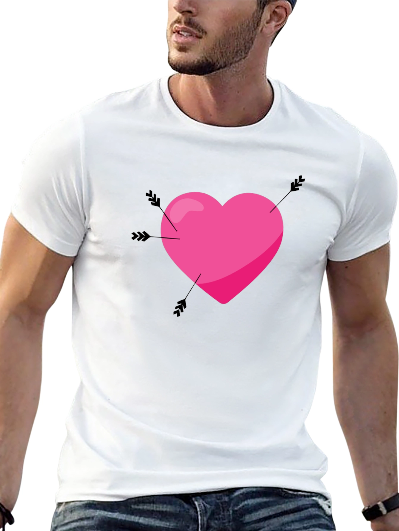 Black Heart Arrow Graphic Tee - Men's Black T-Shirt view 13