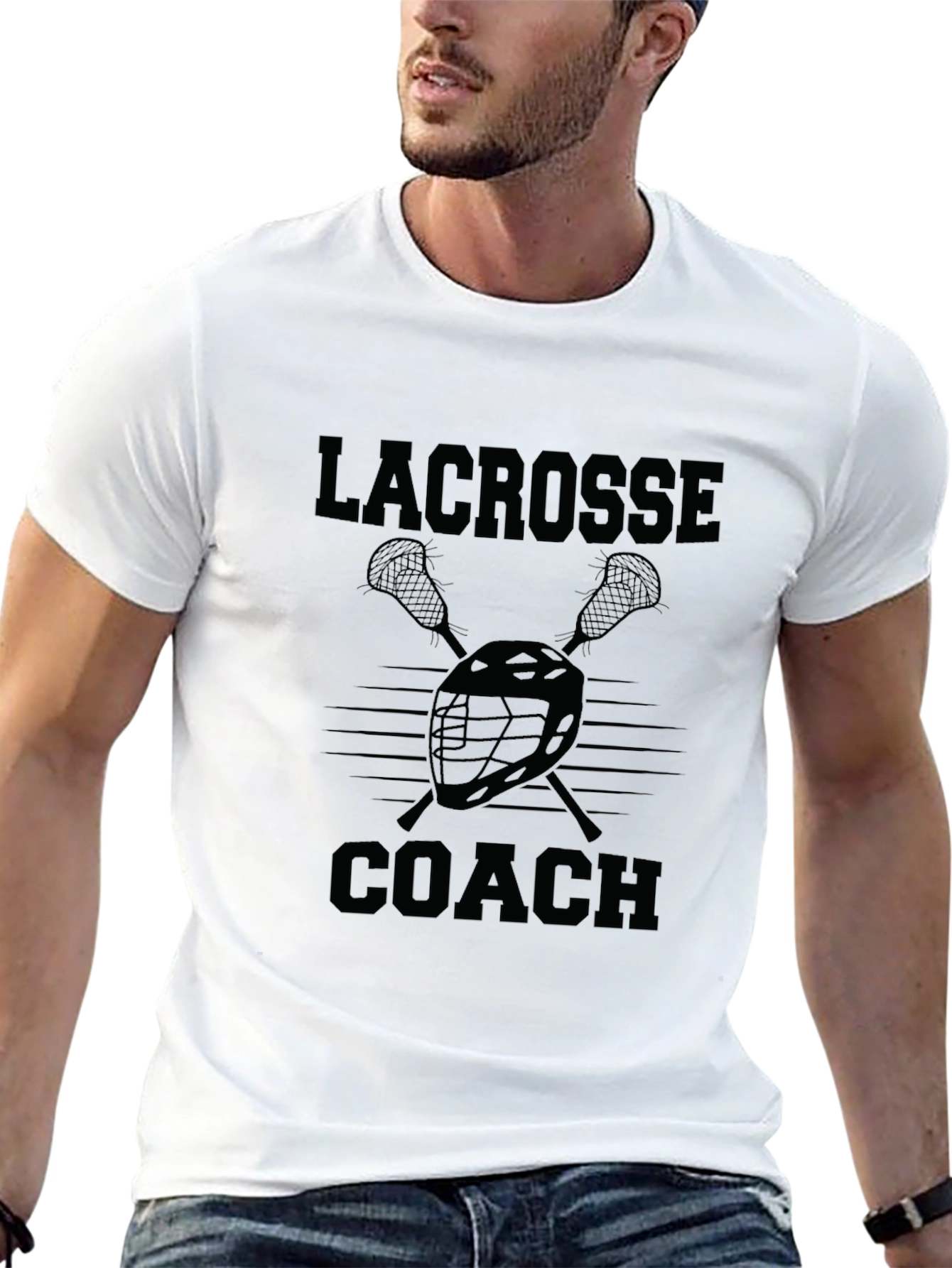 Black Lacrosse Coach Graphic Tee - Black Cotton T-Shirt view 13