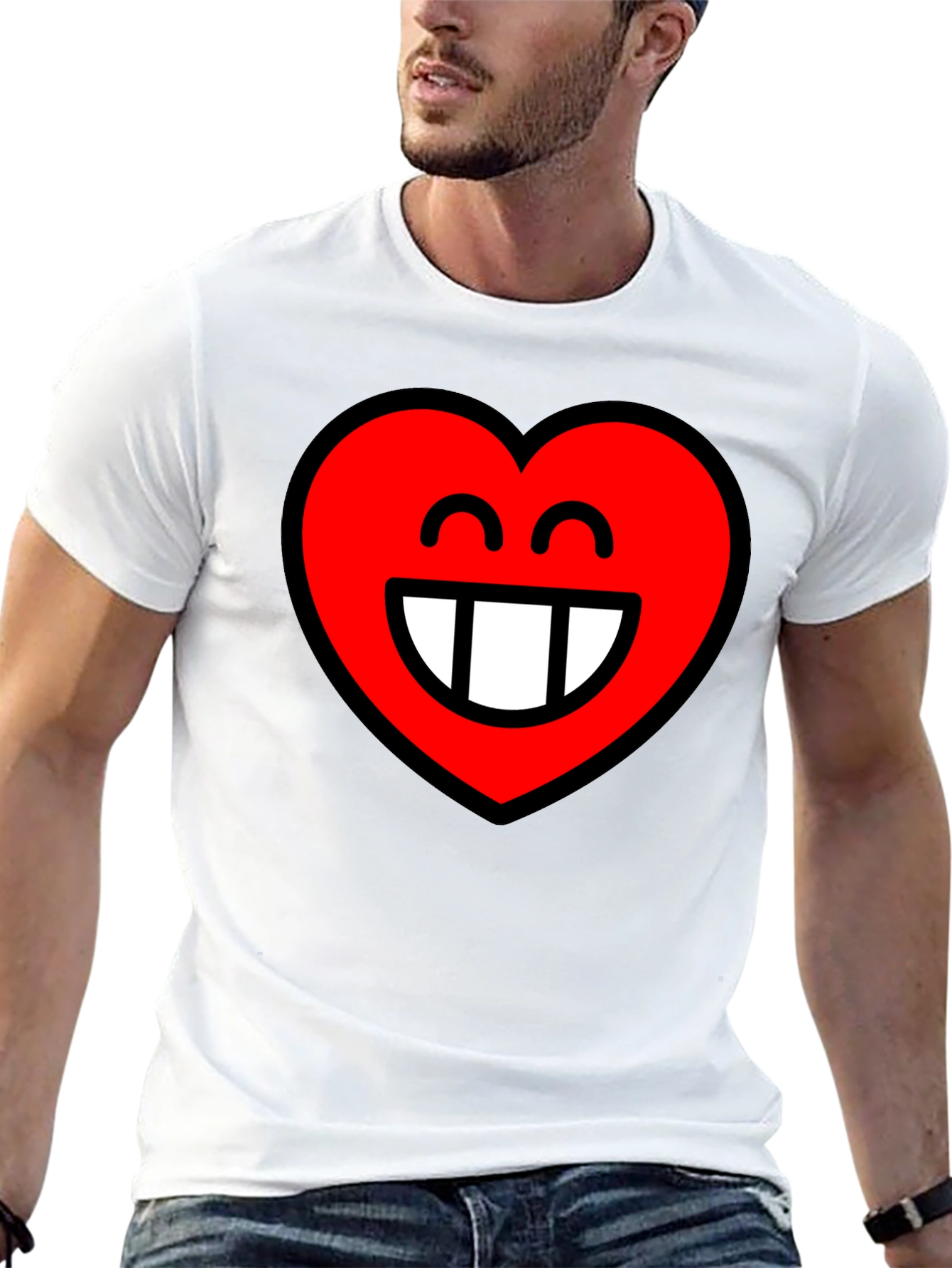 Black Heart Smile Graphic Black T-Shirt view 13