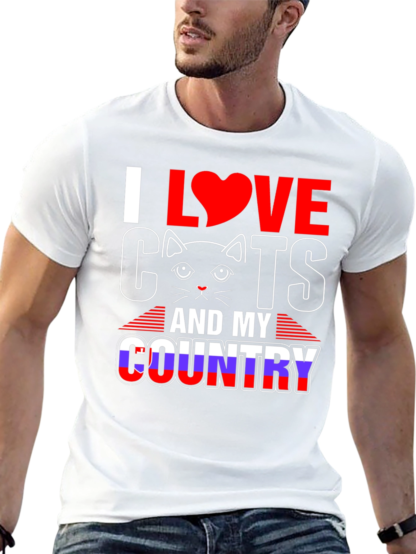Black I Love Cats and My Country Graphic Tee view 13