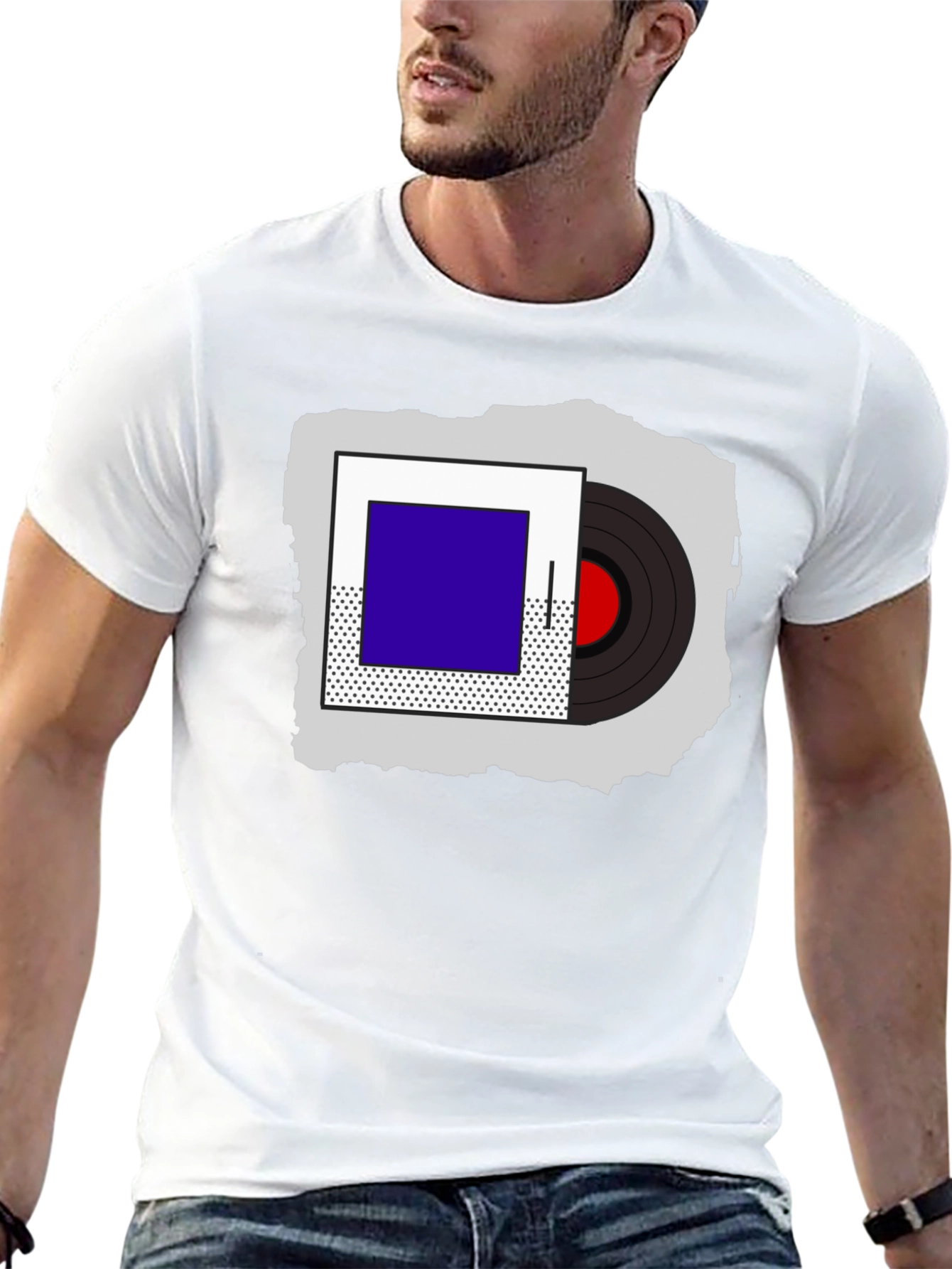 Black Retro Vinyl Record Graphic Tee - Cool Music Lover Shirt view 13