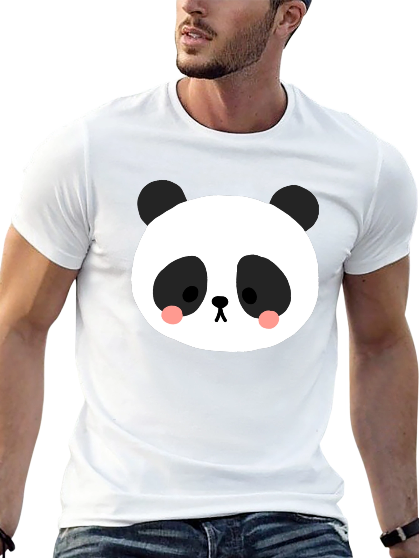 Black Cute Panda Graphic Tee - Black Cotton Blend view 13
