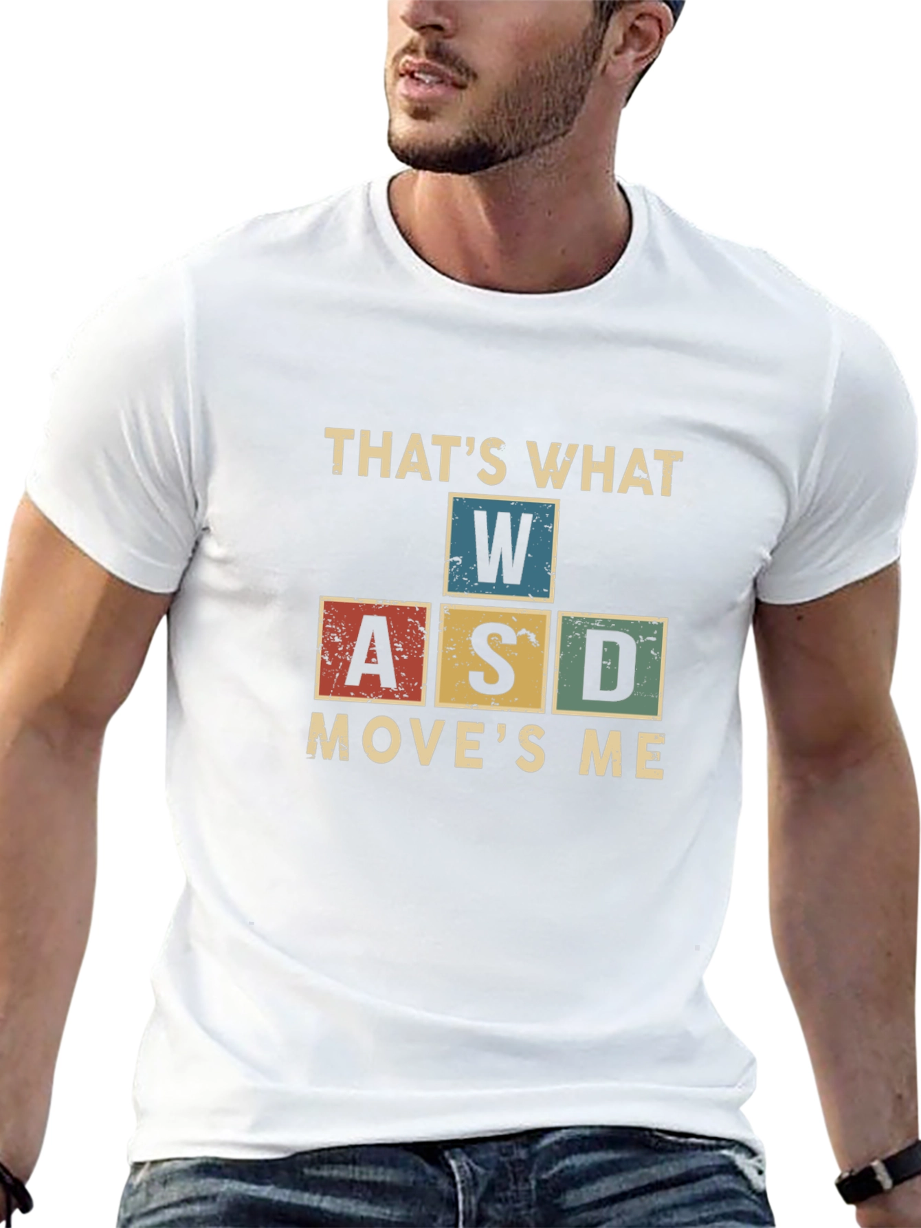 Black Gamer T-Shirt - WASD Move's Me view 13