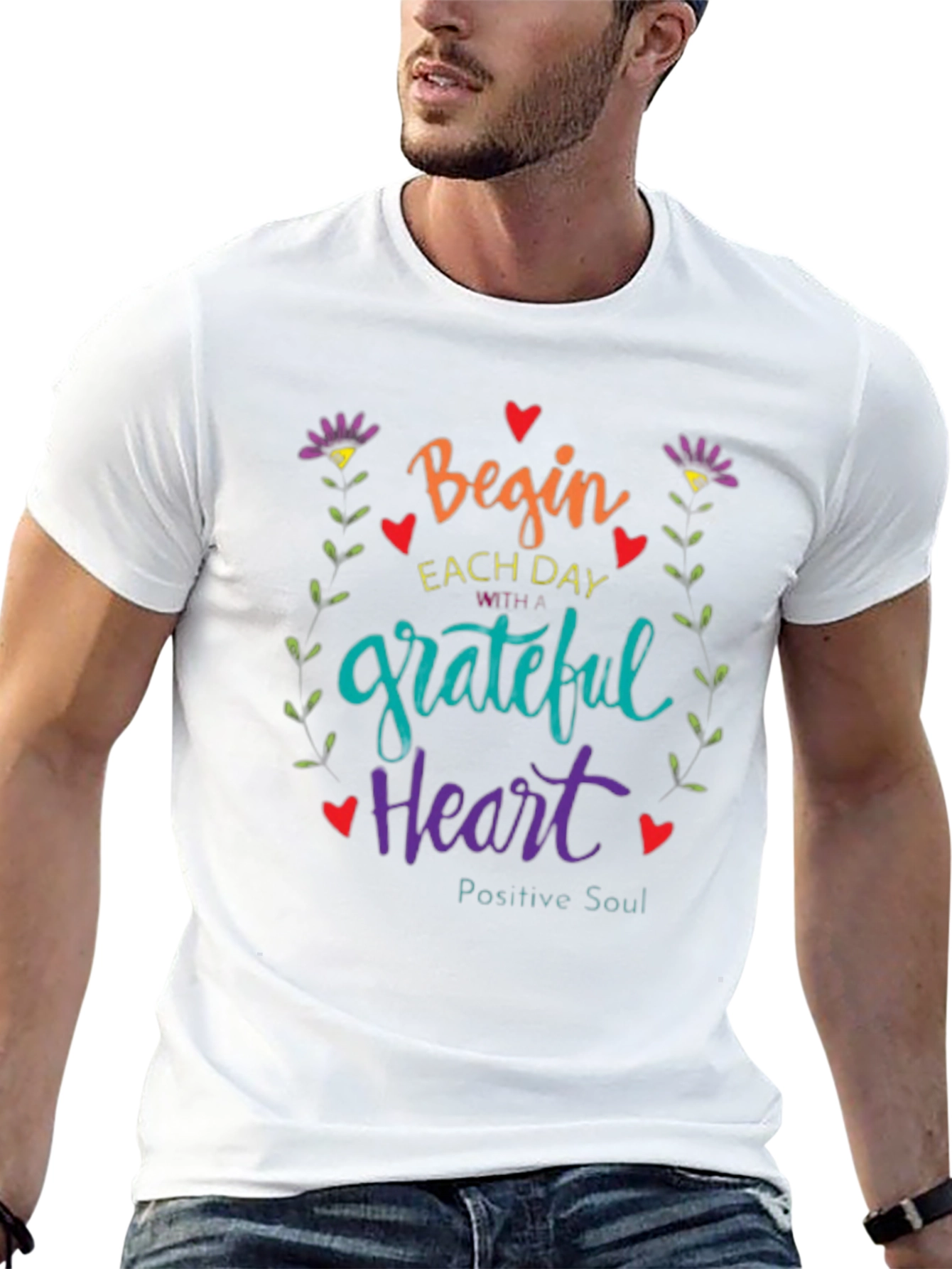 Grateful Heart Graphic Tee - Positive Soul Shirt - 13