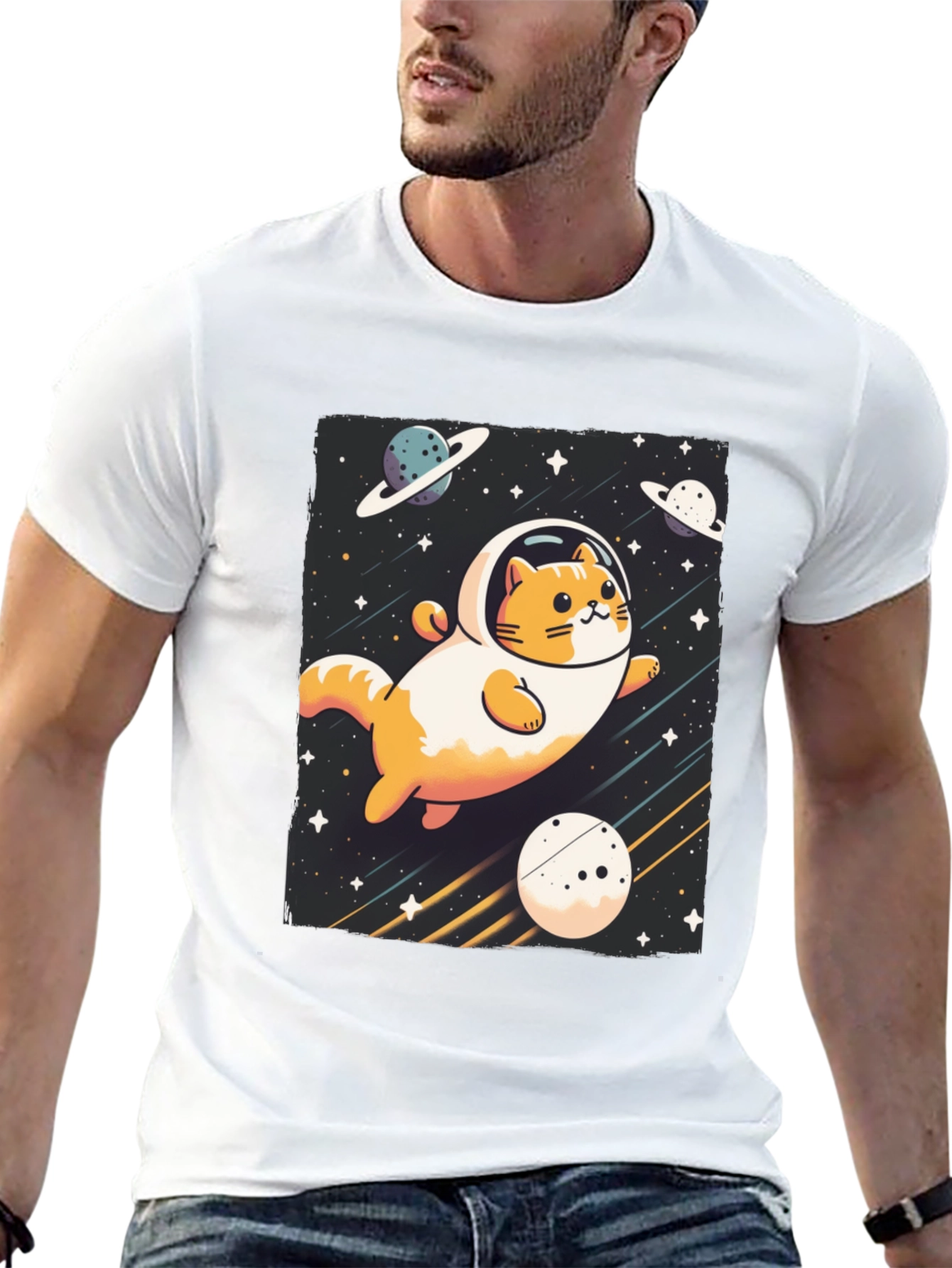 Black Space Cat T-Shirt - Galaxy Adventure Tee view 13