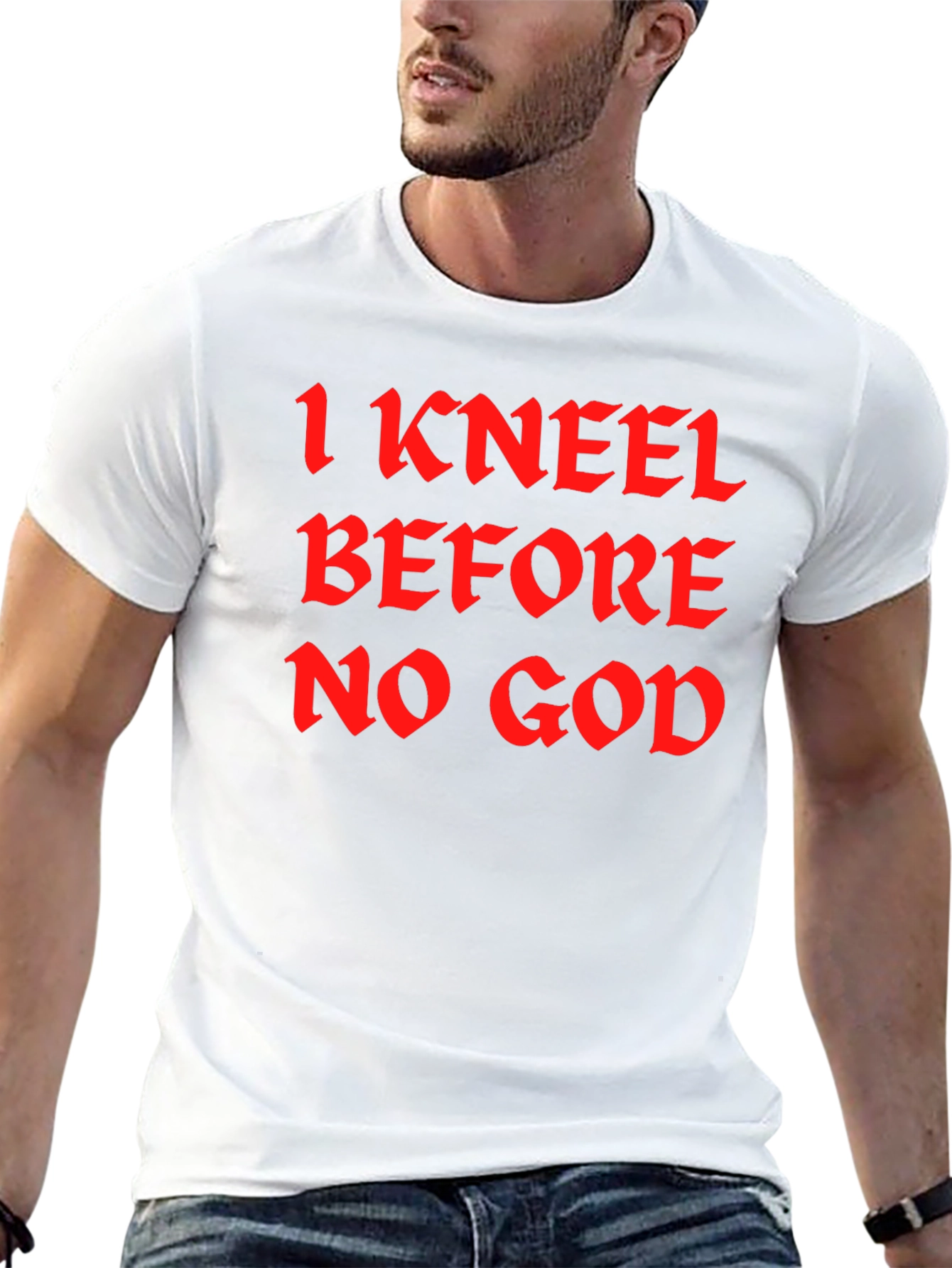 Black I Kneel Before No God Black T-Shirt view 13