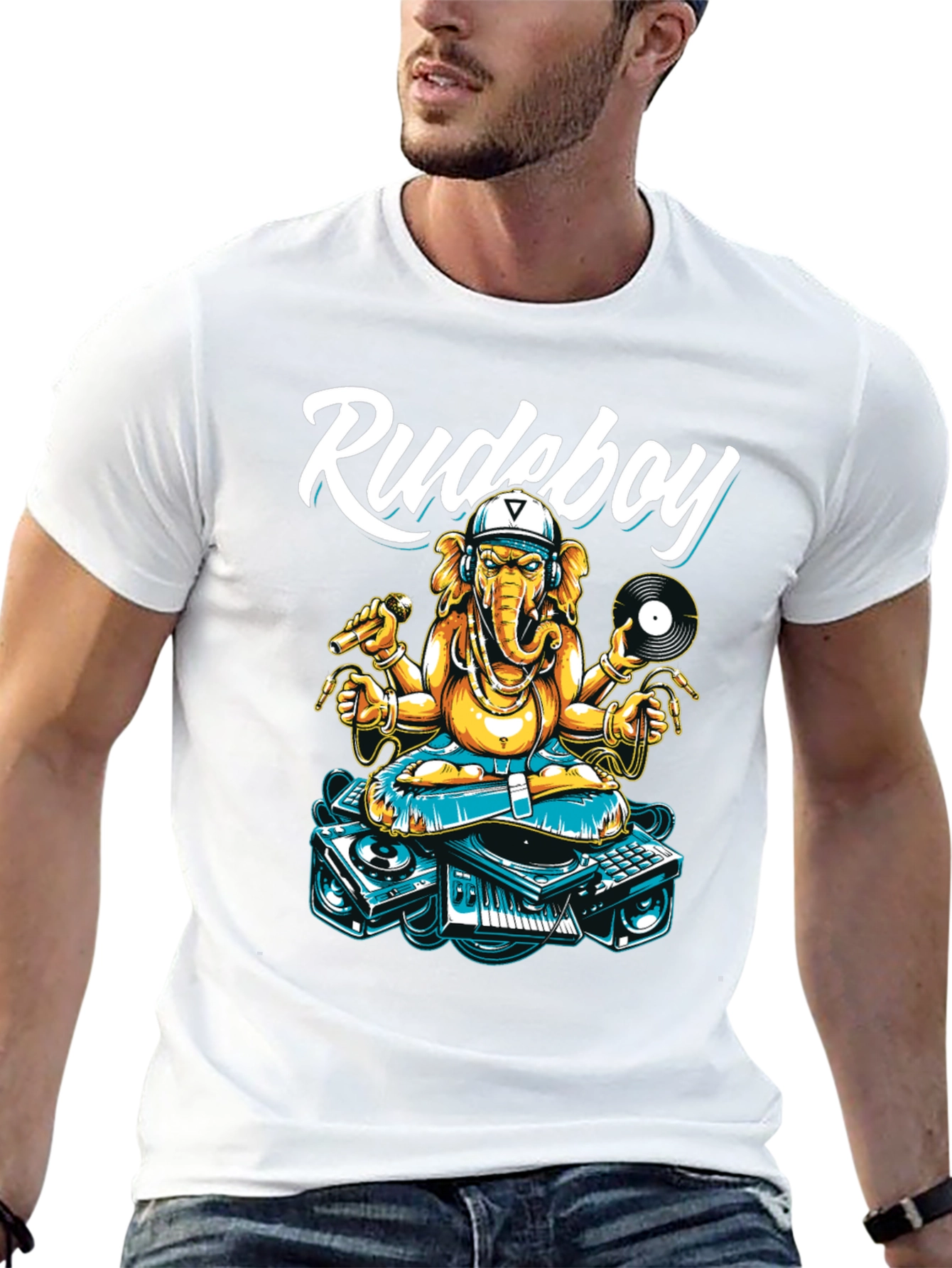 Black Rudeboy Ganesha Graphic T-Shirt view 13
