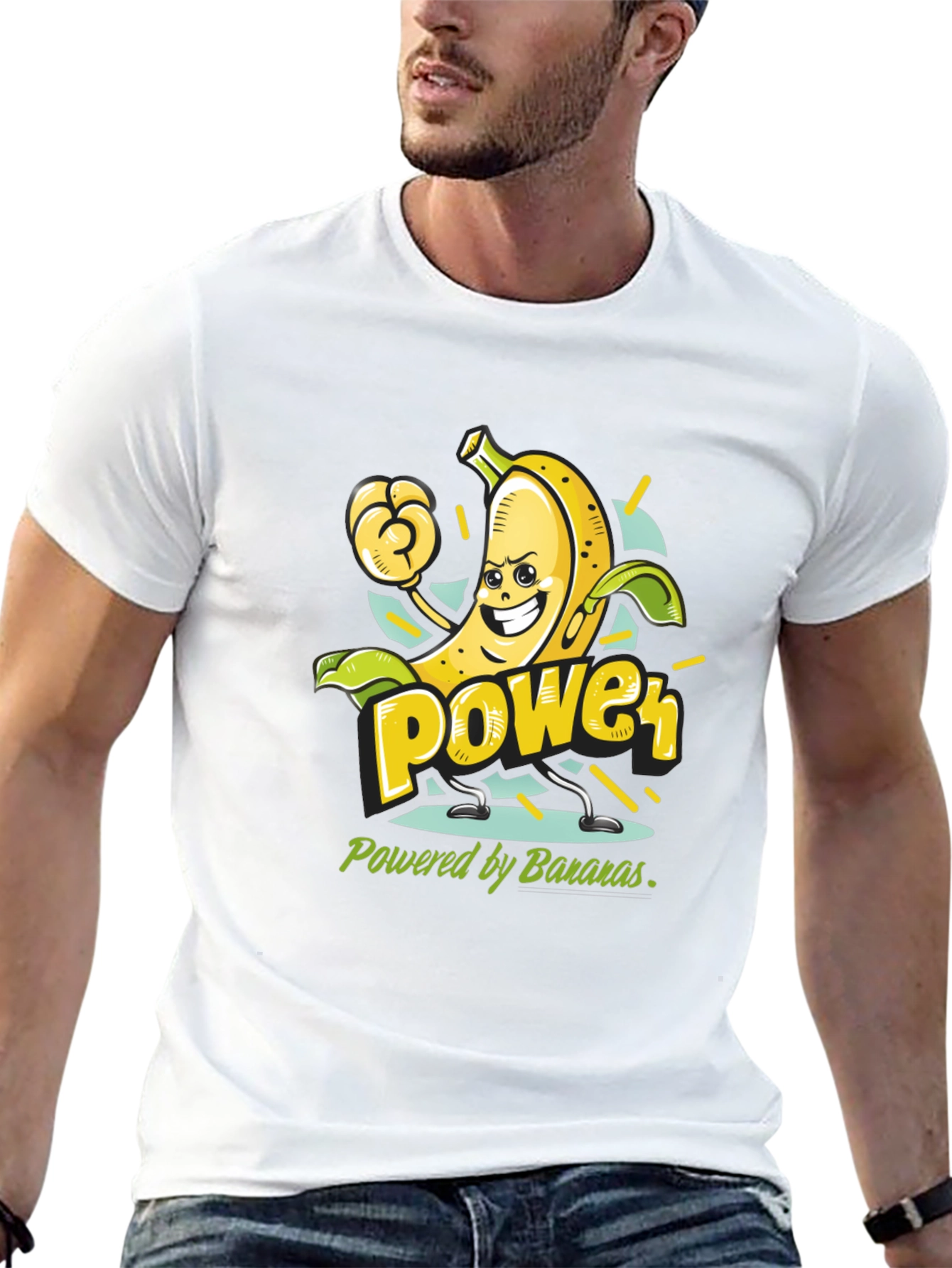 Black Banana Power T-Shirt - Fruit Cartoon Tee view 13