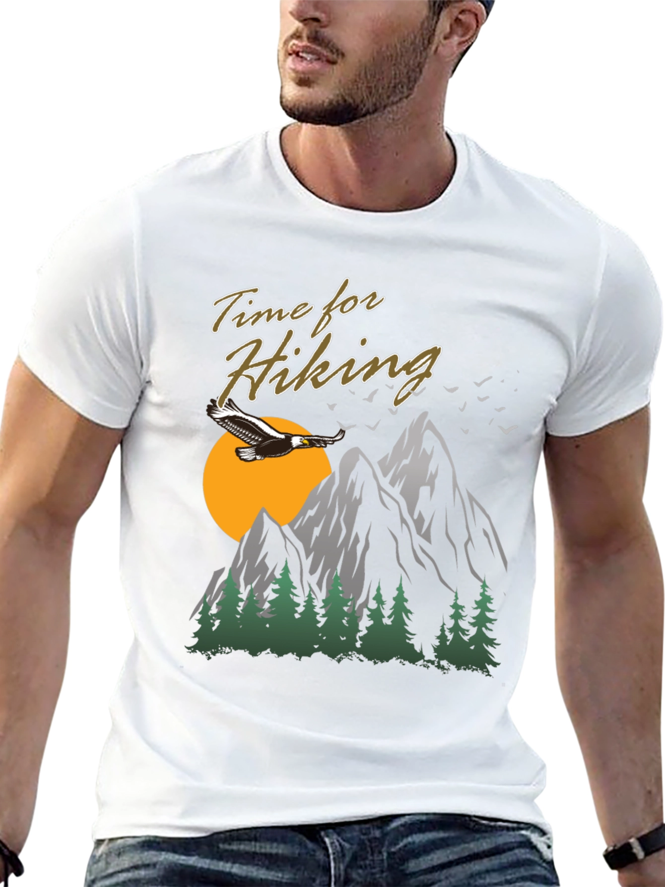 Black Time For Hiking Graphic Tee | Outdoor Adventure Shirt view 13