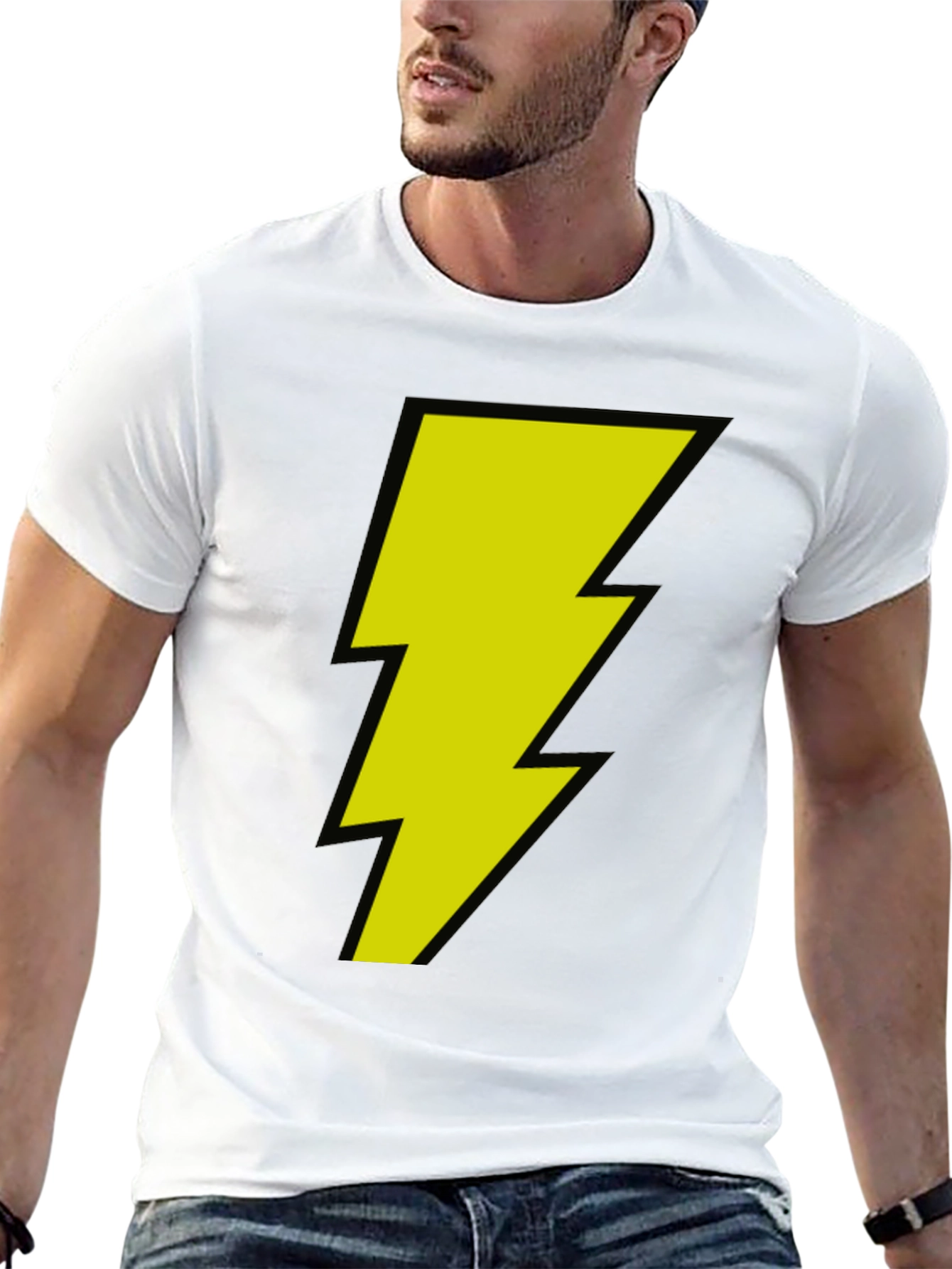 Black Black T-Shirt with Yellow Lightning Bolt Graphic view 13