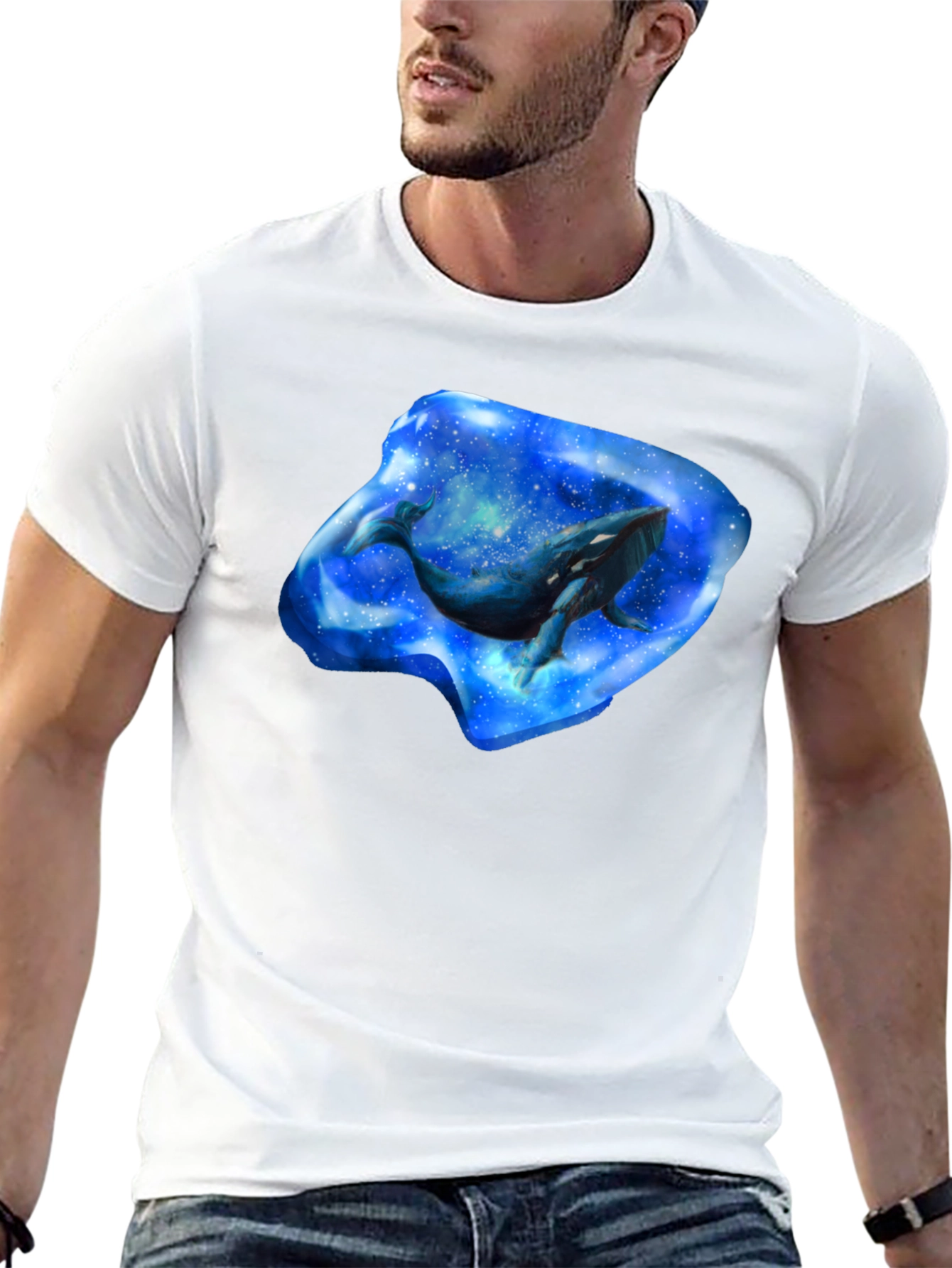 Whale Galaxy Graphic Black T-Shirt - 13