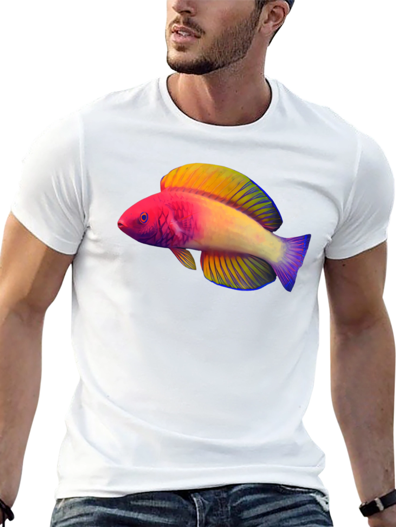 Black Colorful Fish Graphic T-Shirt view 13