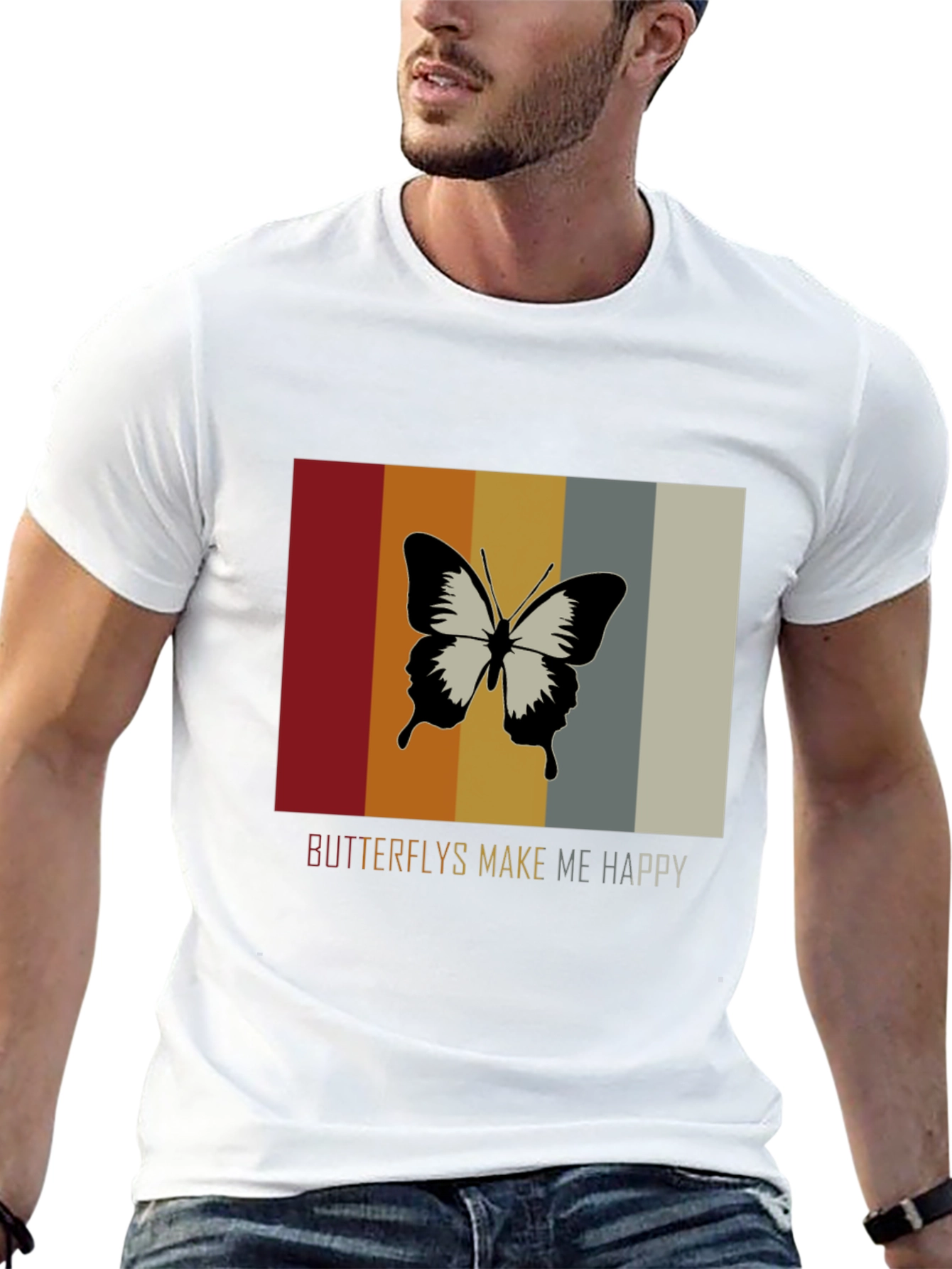 Black Butterflies Make Me Happy Graphic Tee view 13