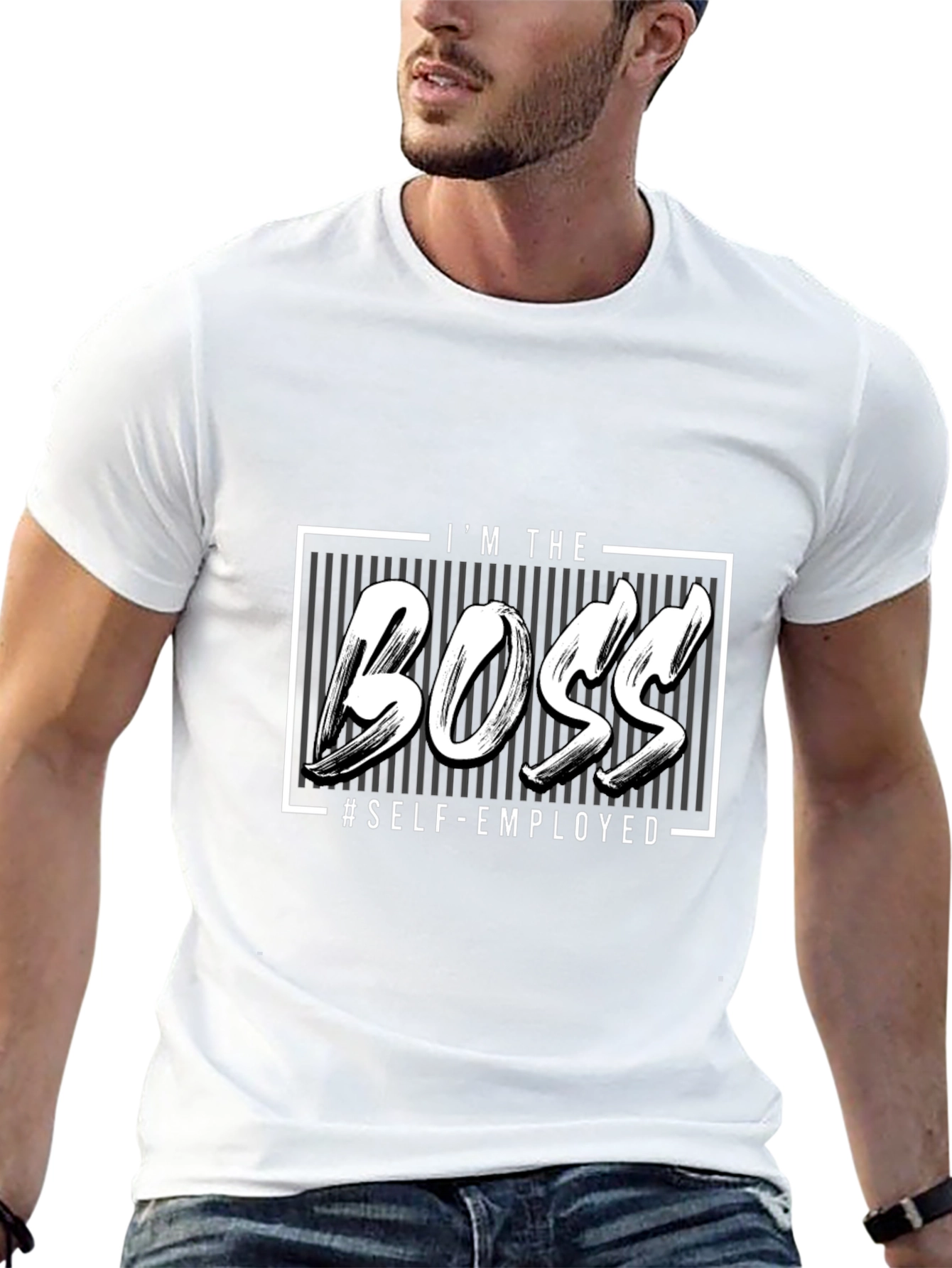 Black I'm The Boss Self-Employed Graphic T-Shirt view 13