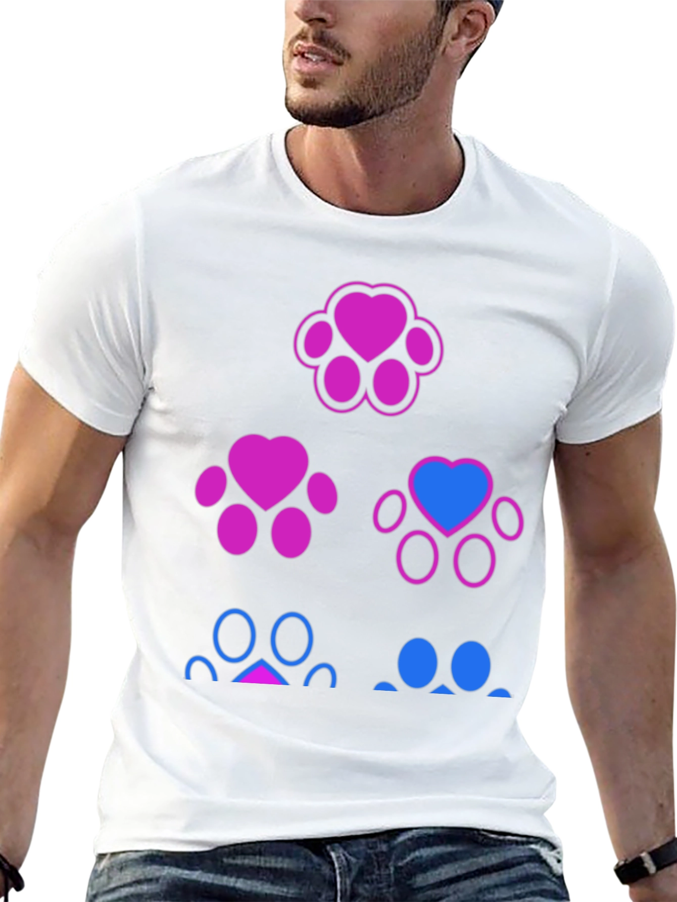 Bisexual Pride Paw Print T-Shirt - Black - 13