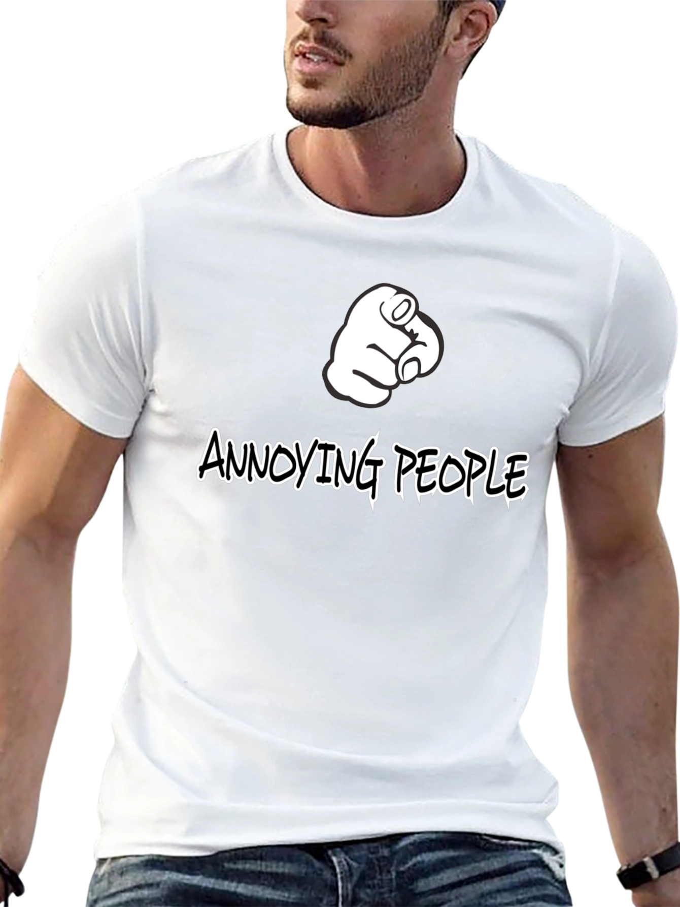 Black Annoying People Pointing Finger Graphic T-Shirt view 13