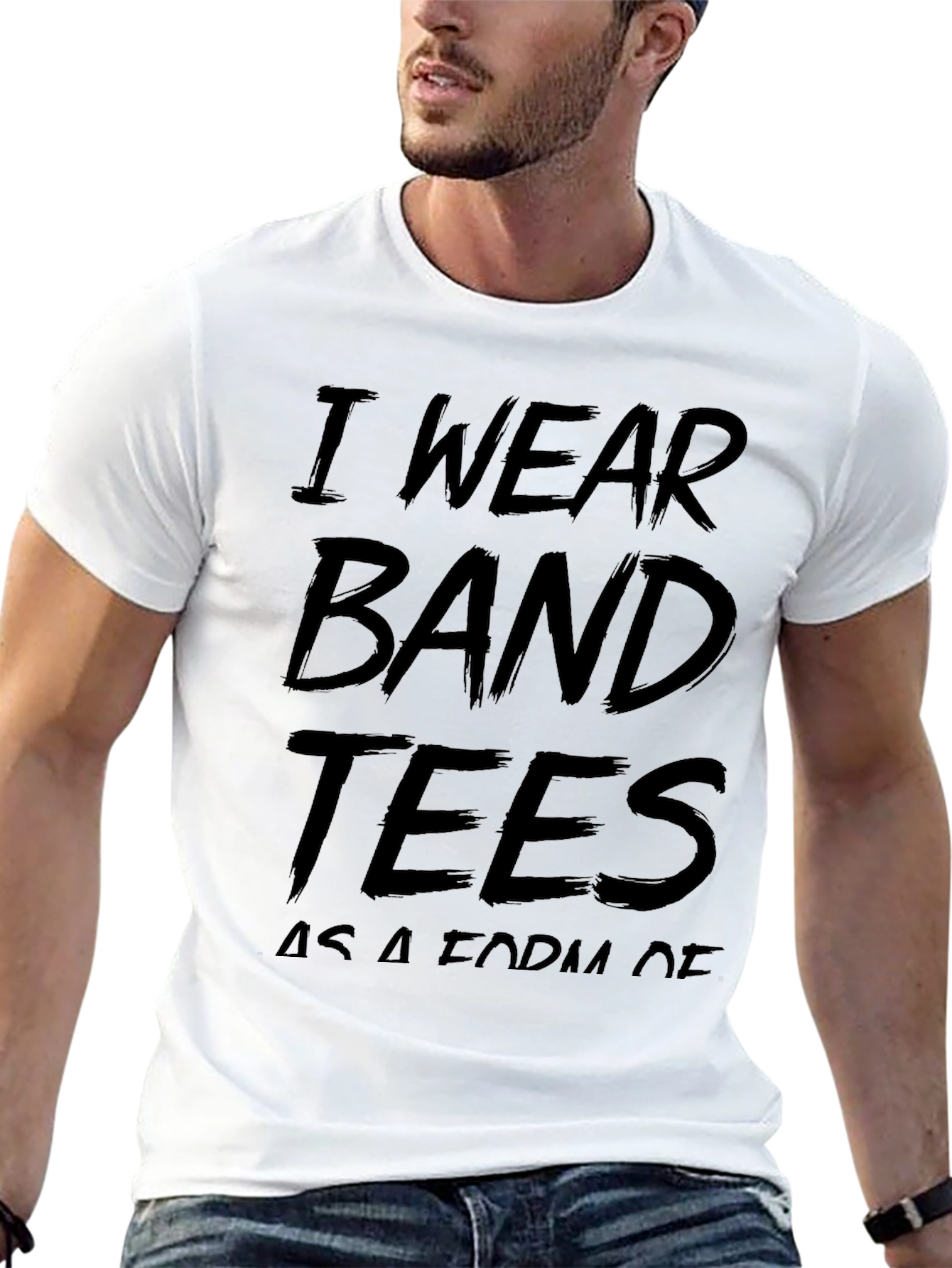 Black I Wear Band Tees Graphic T-Shirt - Black view 13