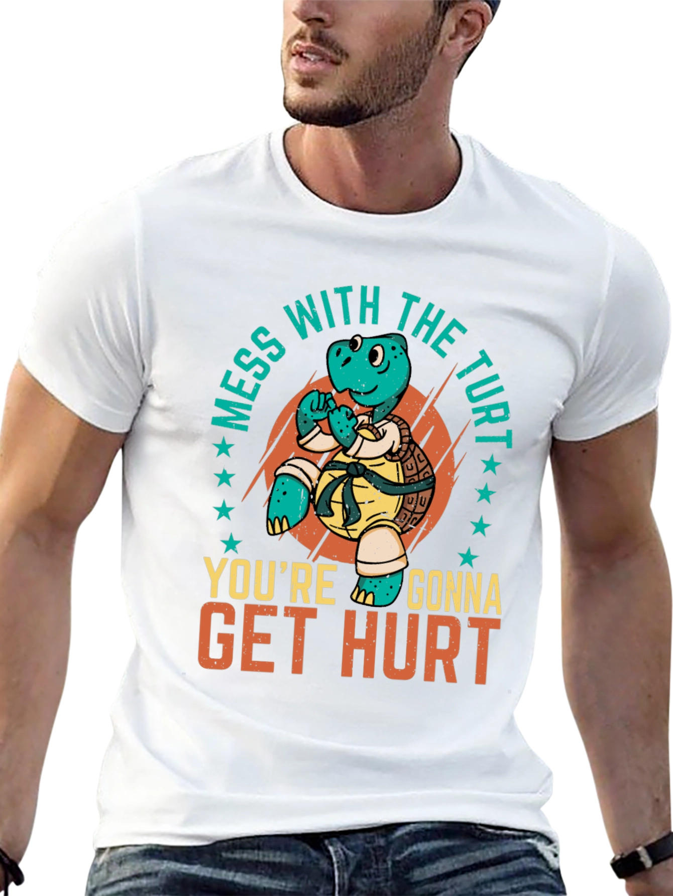 Black Martial Arts Turtle T-Shirt - Mess with the Turt view 13