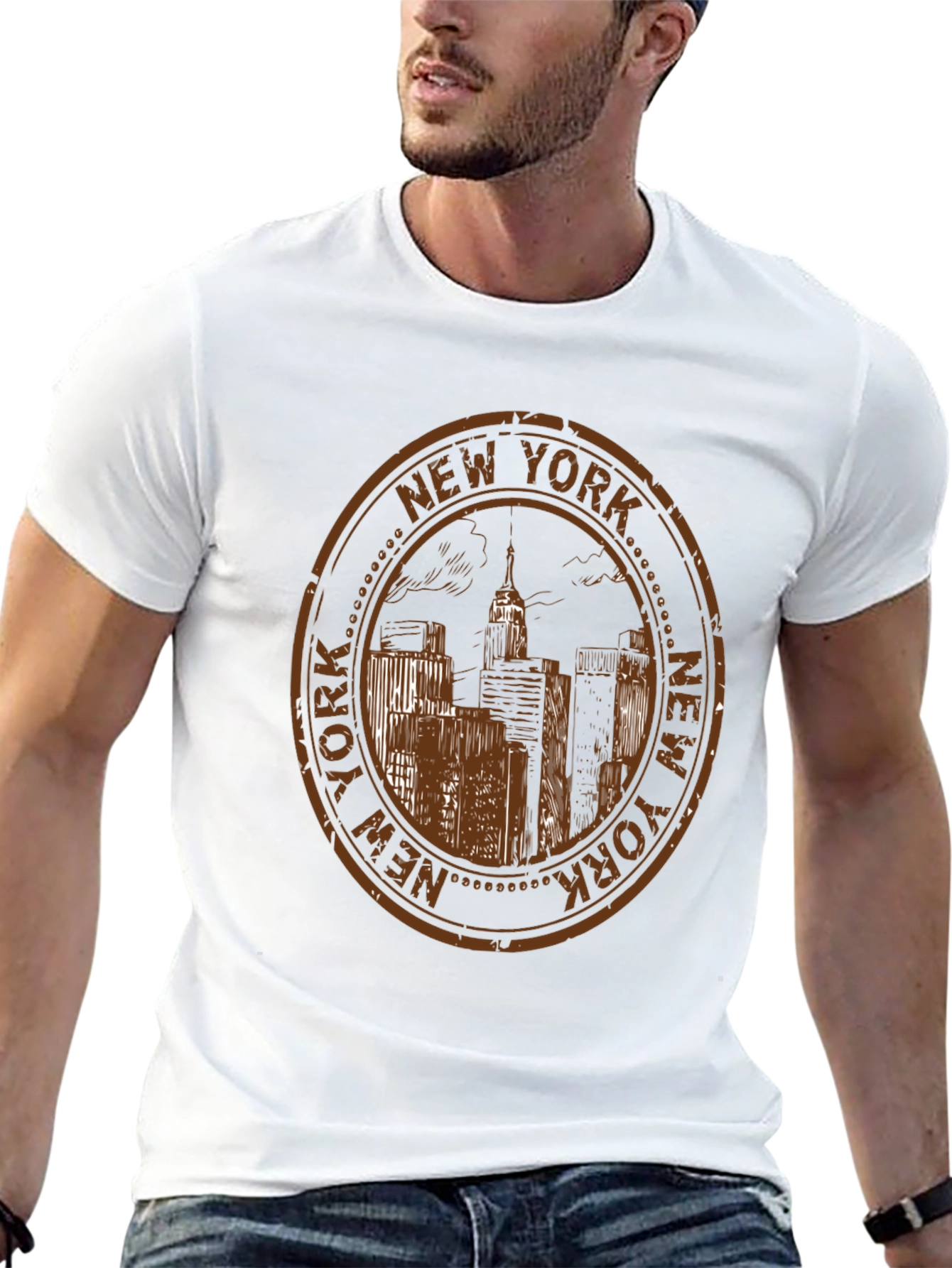 Black New York Cityscape Black T-Shirt view 13