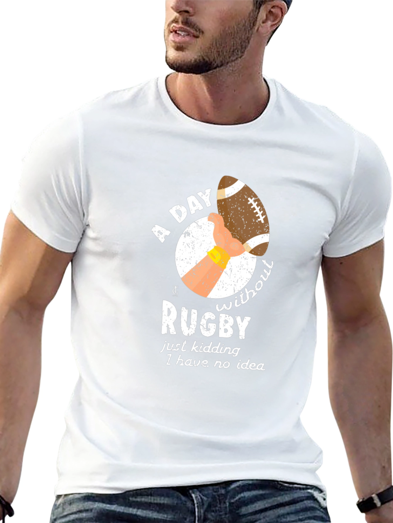 Black Funny Rugby Graphic T-Shirt - A Day Without Rugby Tee view 13