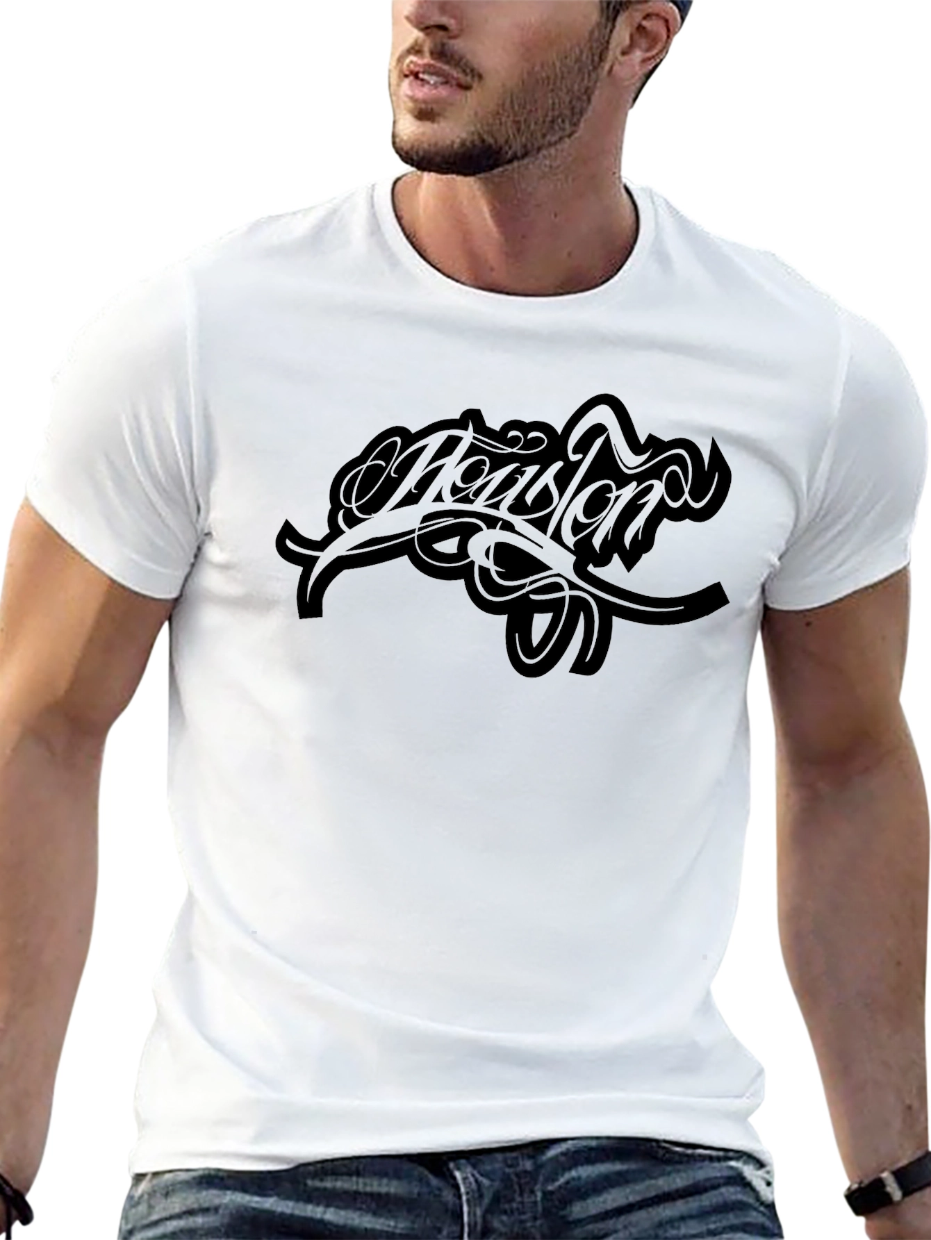 Black Men's Black Graphic Tee - Houston view 13