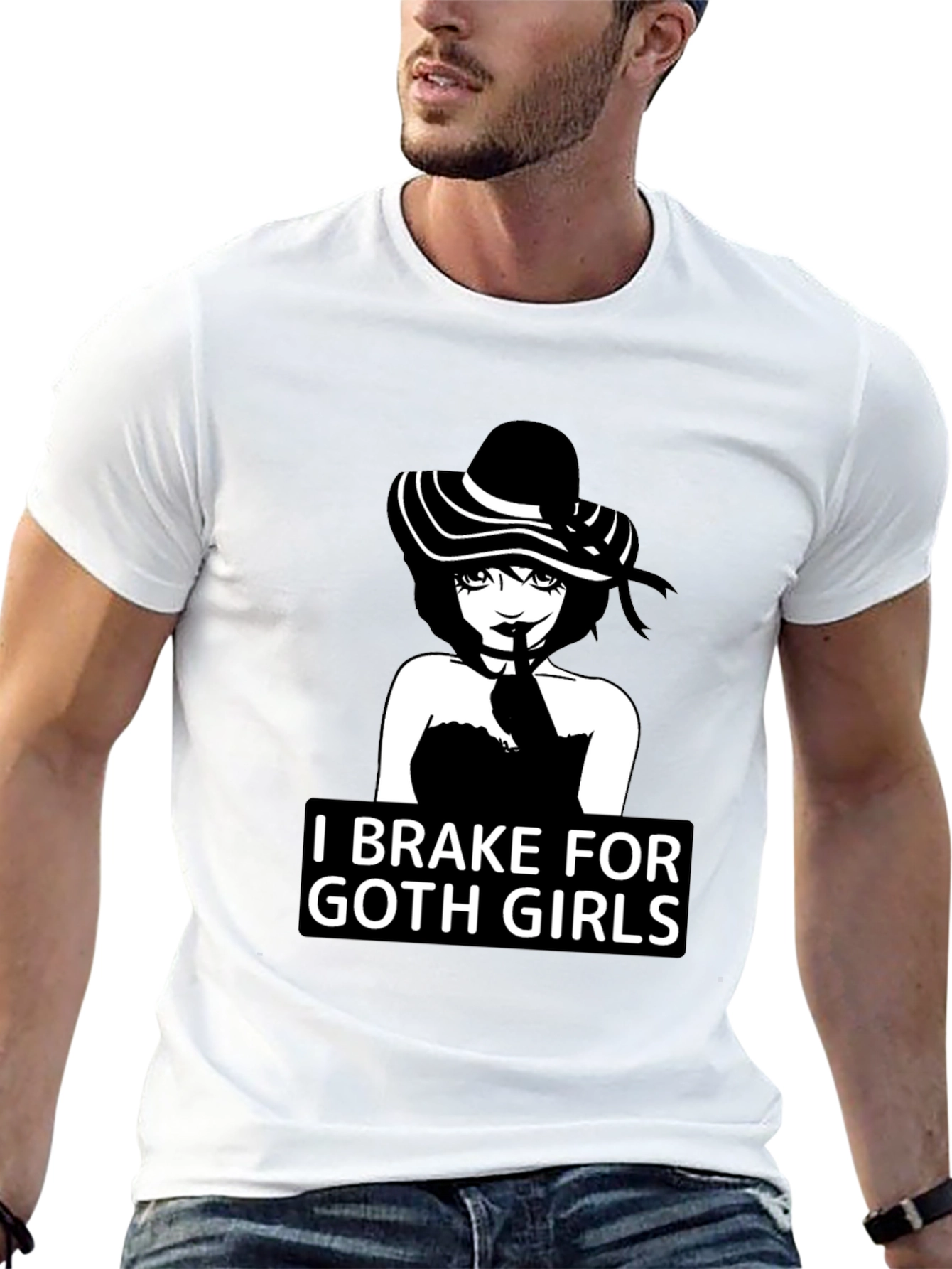 Black I Brake For Goth Girls T-Shirt - Black view 13