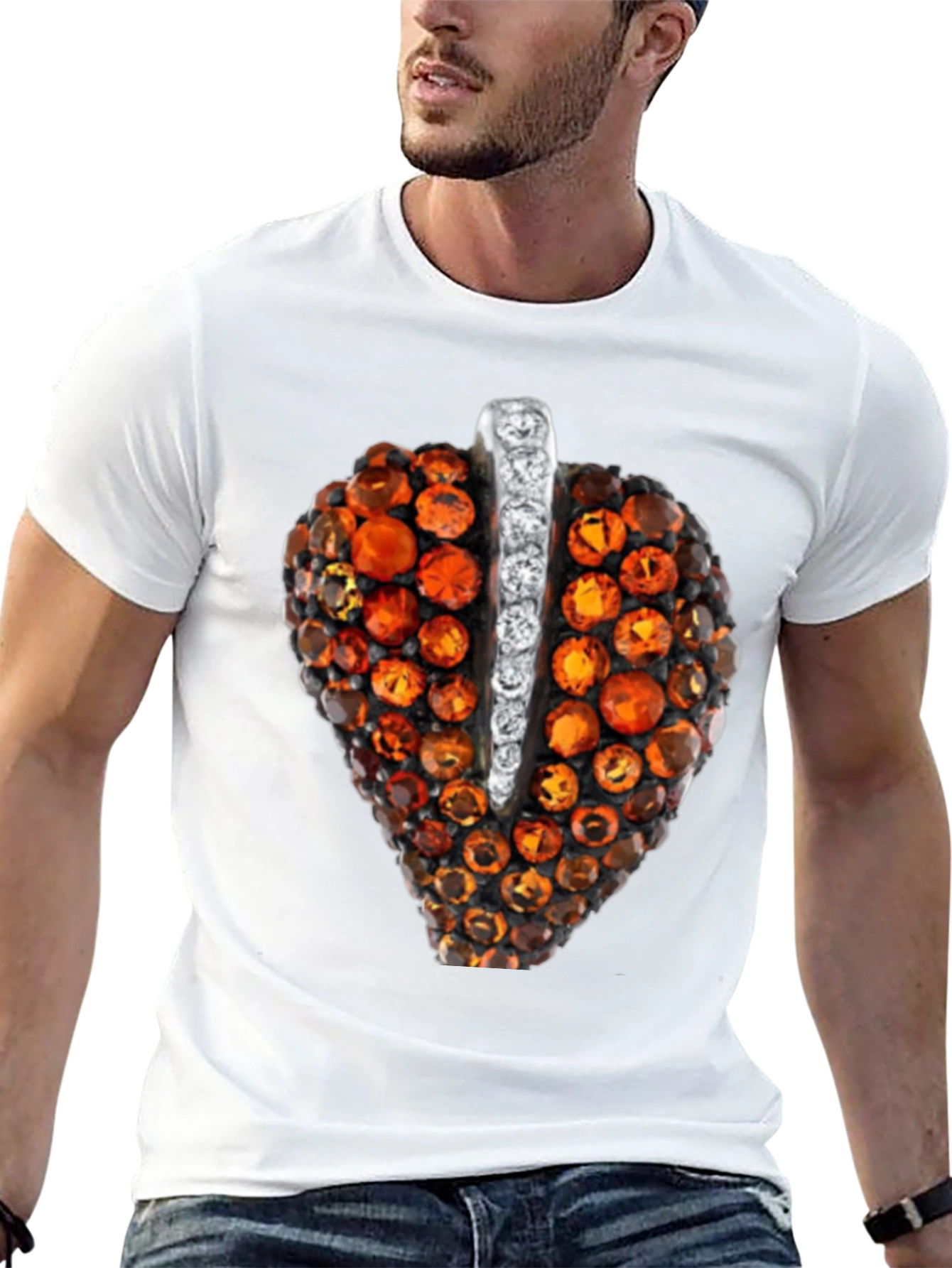 Black Unique Gemstone Pendant Graphic Black Tee view 13