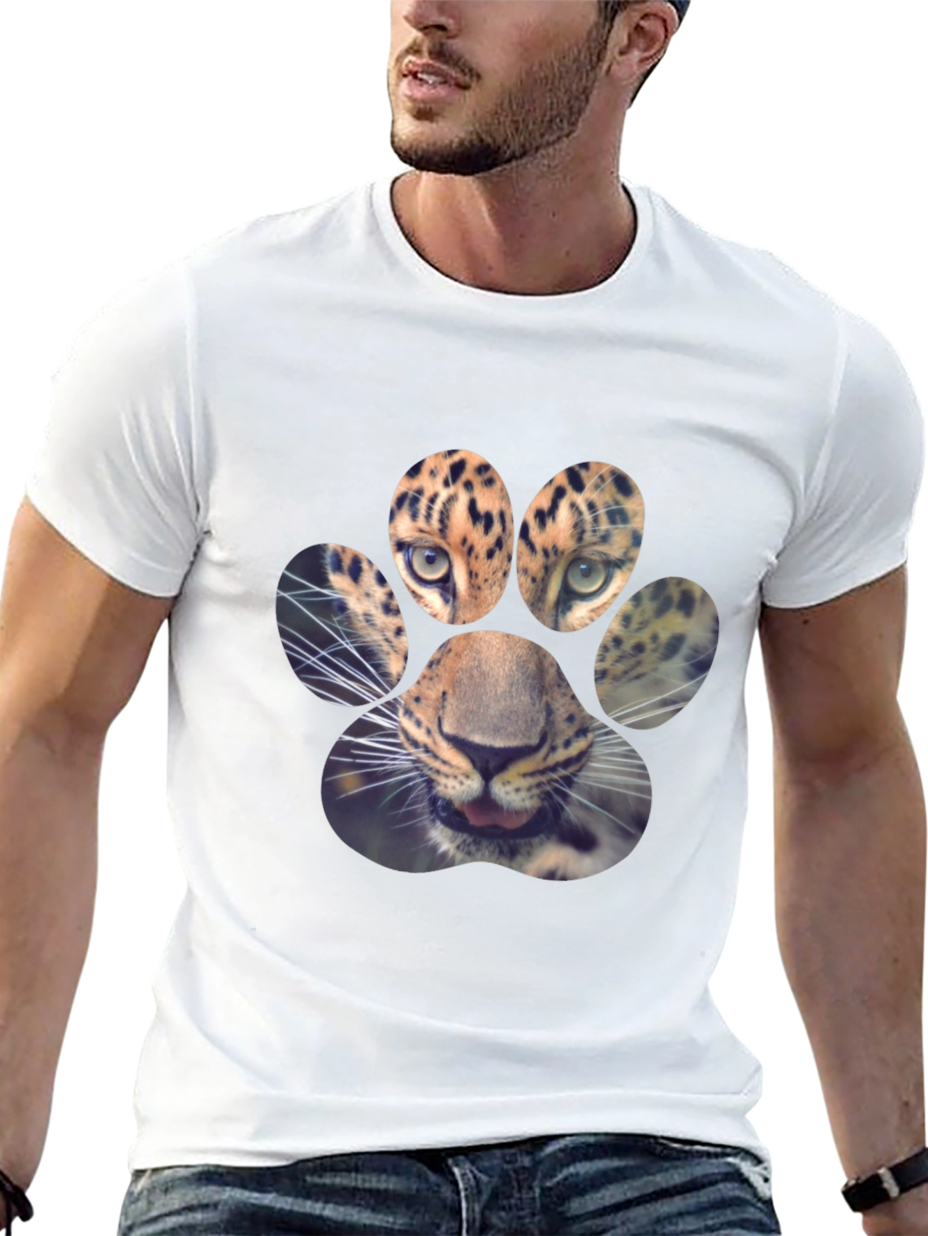 Black Leopard Paw Print Graphic Tee view 13