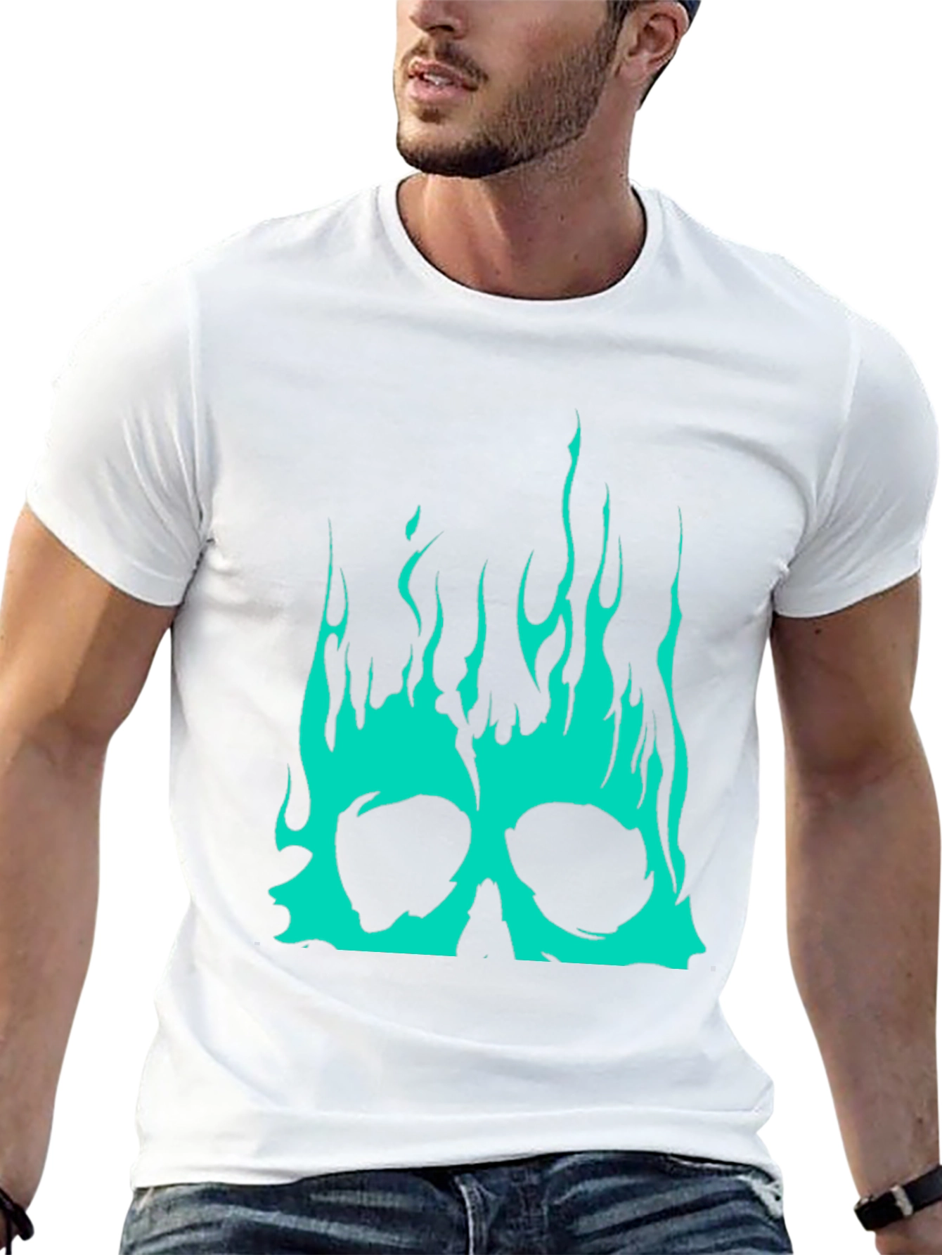 Black Skull Flames Graphic Tee - Black view 13