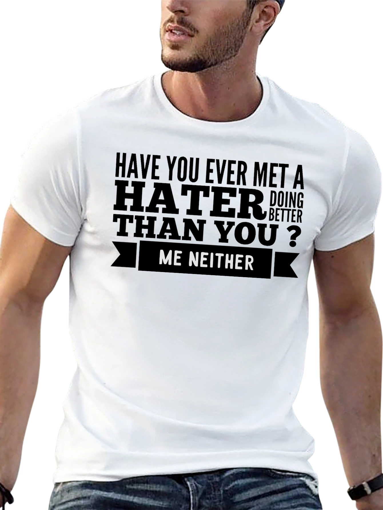 Black Hater Graphic Tee - Sarcastic Statement Shirt view 13