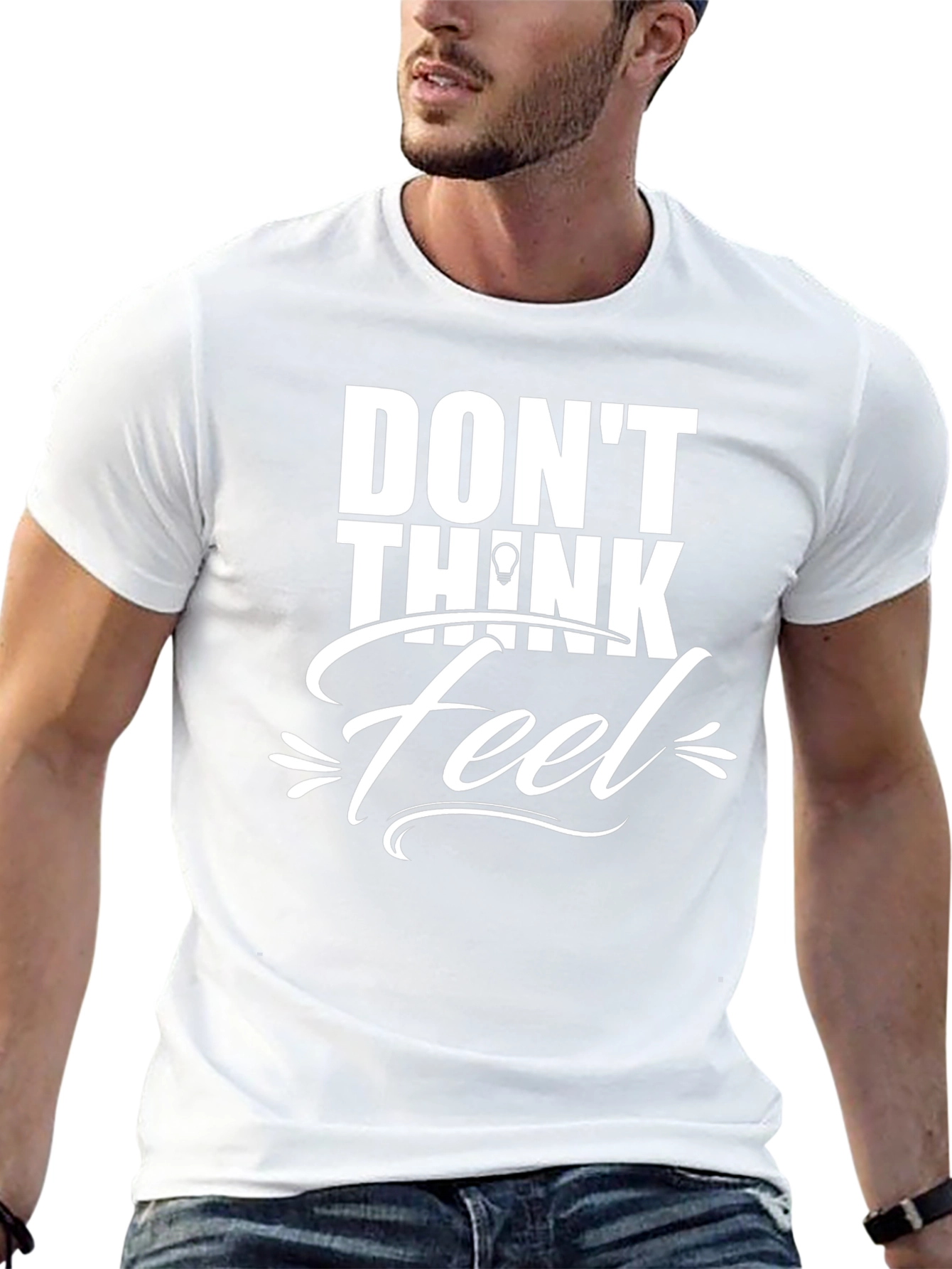 Black Don't Think, Feel Graphic Tee - Mens Black T-Shirt view 13