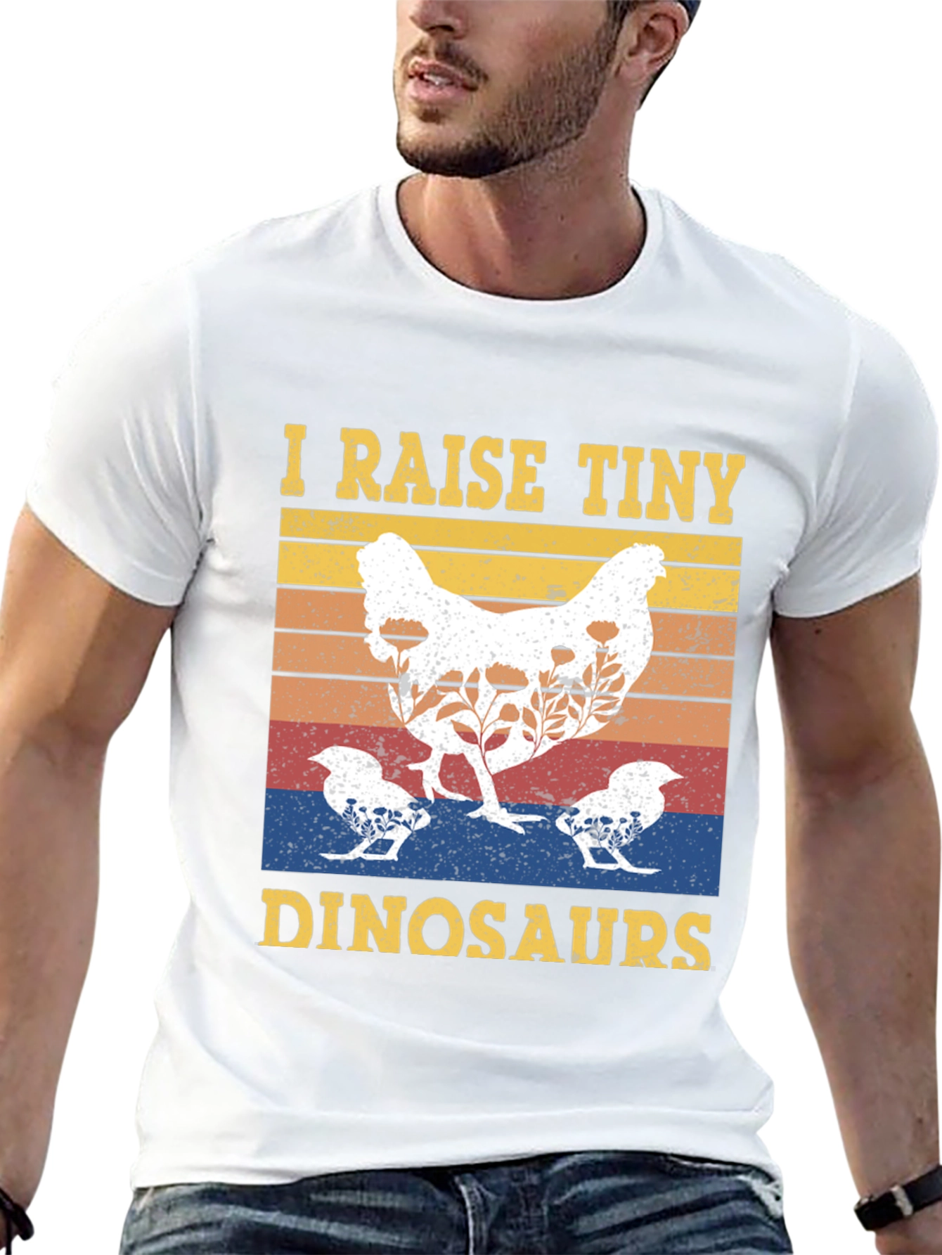 Black I Raise Tiny Dinosaurs Chicken T-Shirt view 13