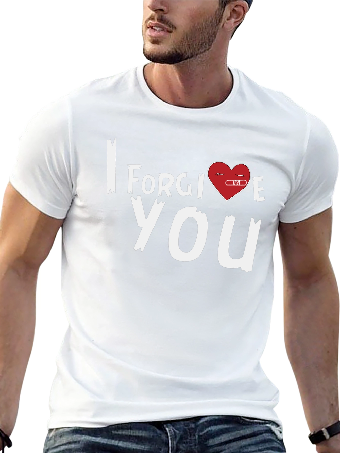 Black I Forgive You Heart Graphic Tee - Black Cotton Blend view 13
