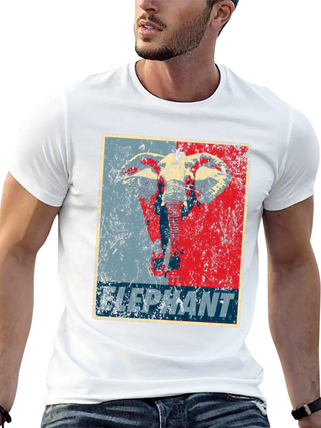 Black Elephant Graphic Print Crew Neck T-Shirt view 13