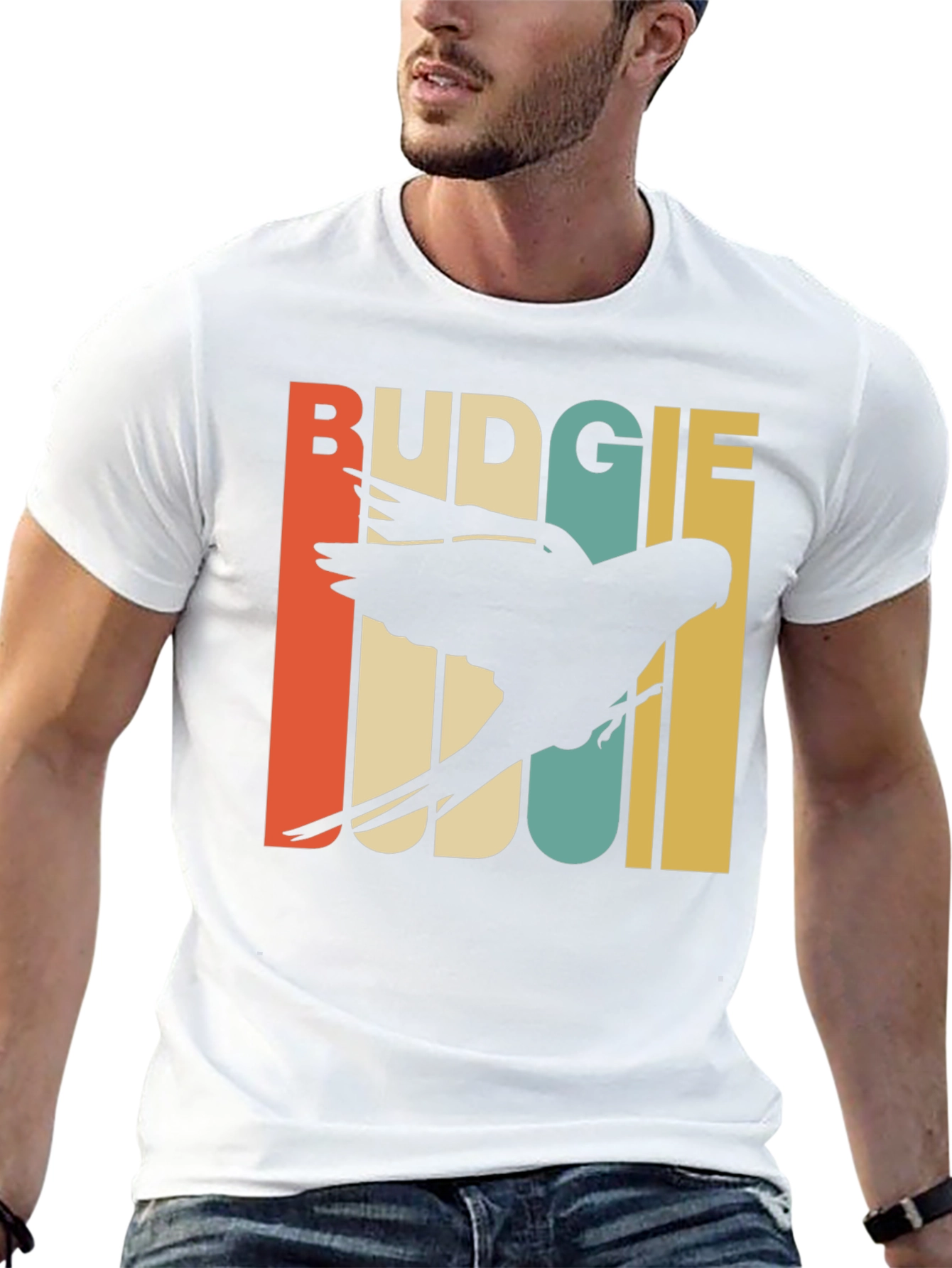 Black Retro Budgie T-Shirt view 13