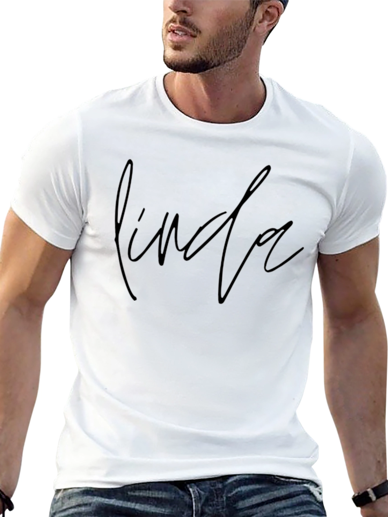 Black Linda Script Tee - Stylish Black T-Shirt view 13
