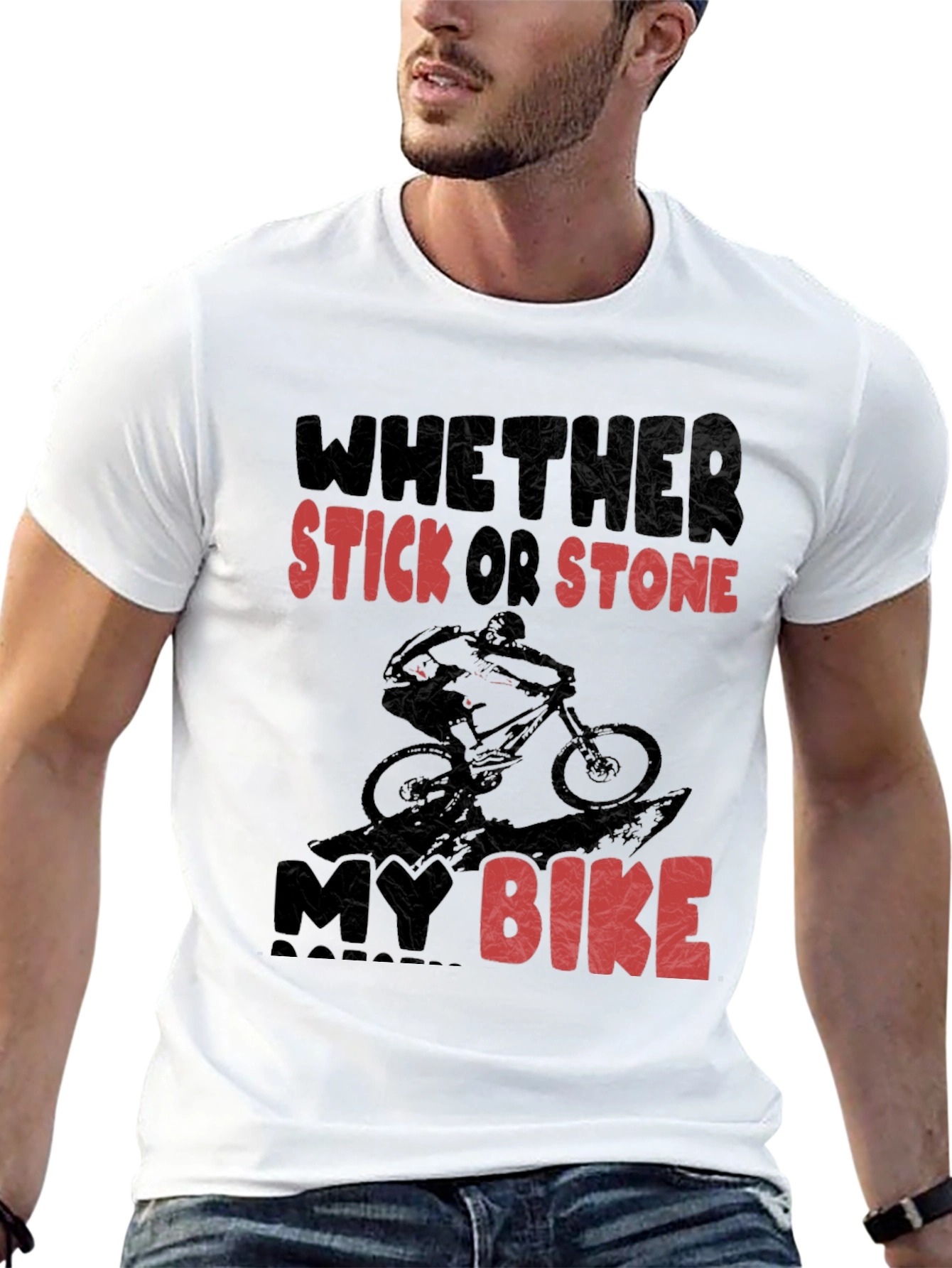 Black Mountain Biking T-Shirt - Whether Stick Or Stone My Bike view 13