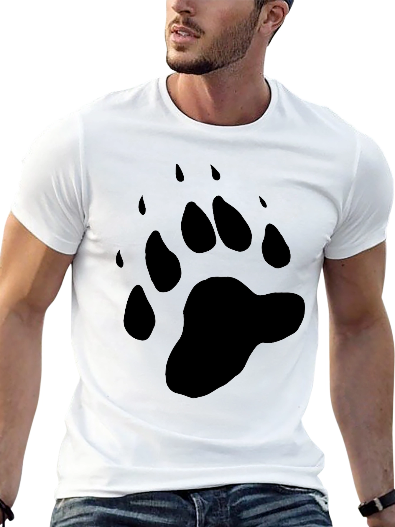 Black Bear Paw Print Black Graphic Tee view 13