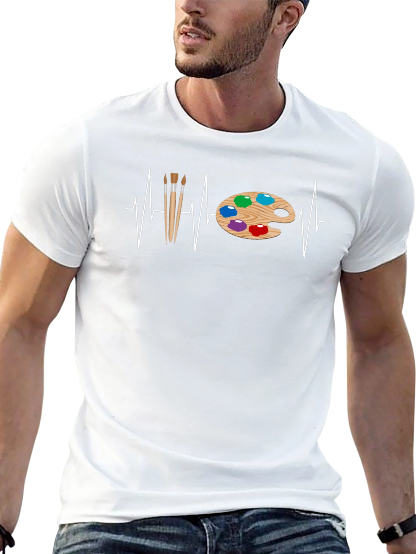 Artist Heartbeat T-Shirt - Painting Palette & Brush Design - 13