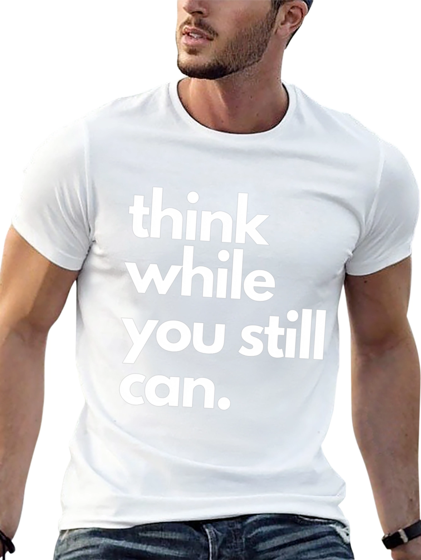 Black Think While You Still Can Black Graphic T-Shirt view 13