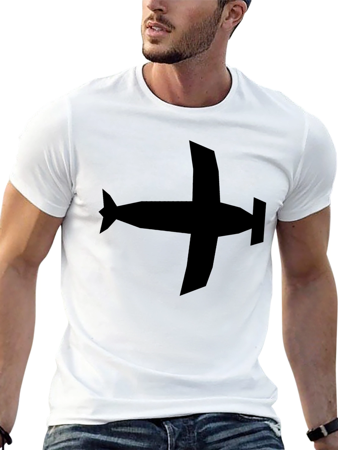 Black Airplane Graphic Tee - Black Casual Style view 13