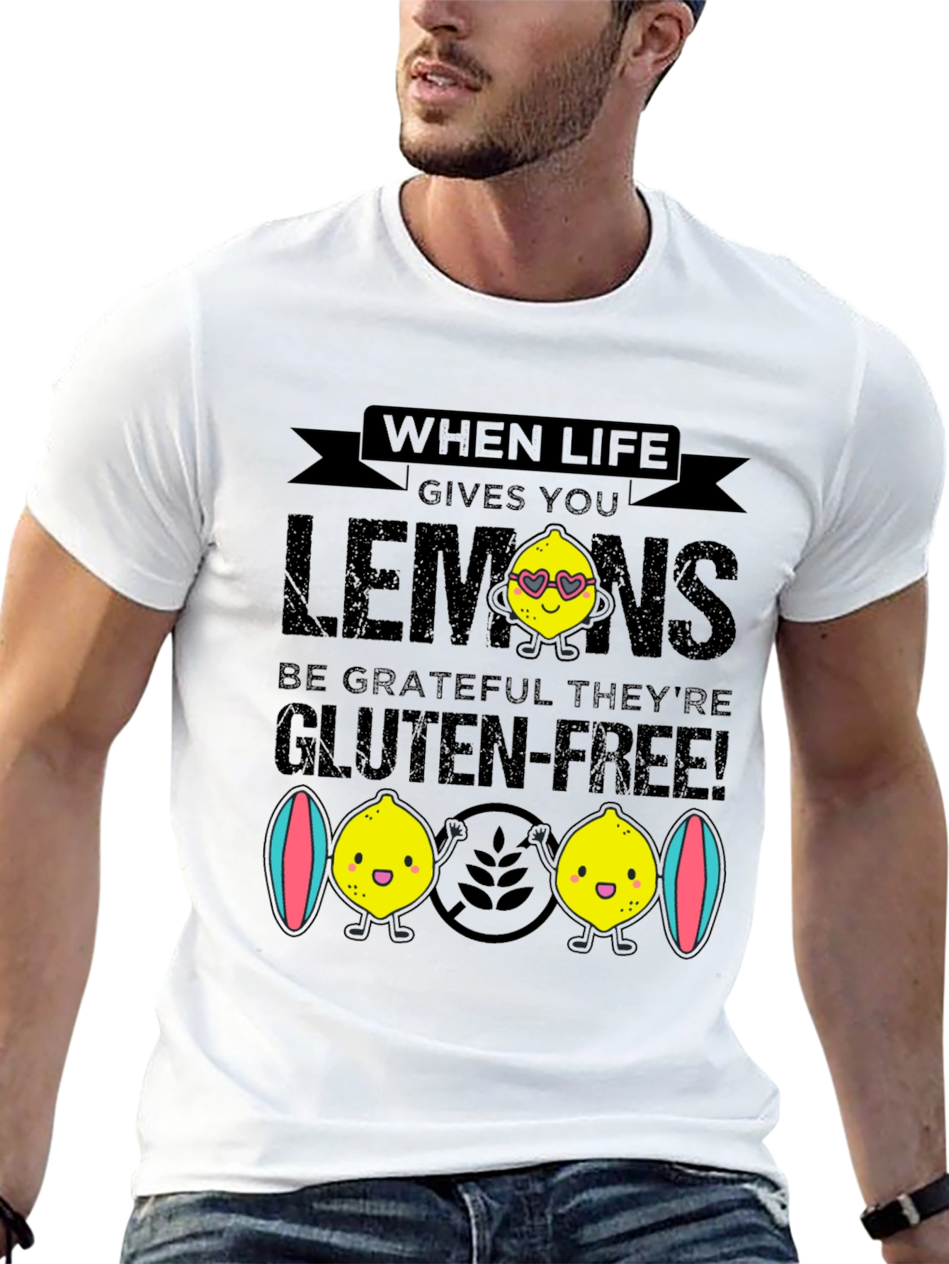 Black Funny Gluten-Free Lemon Graphic Tee view 13