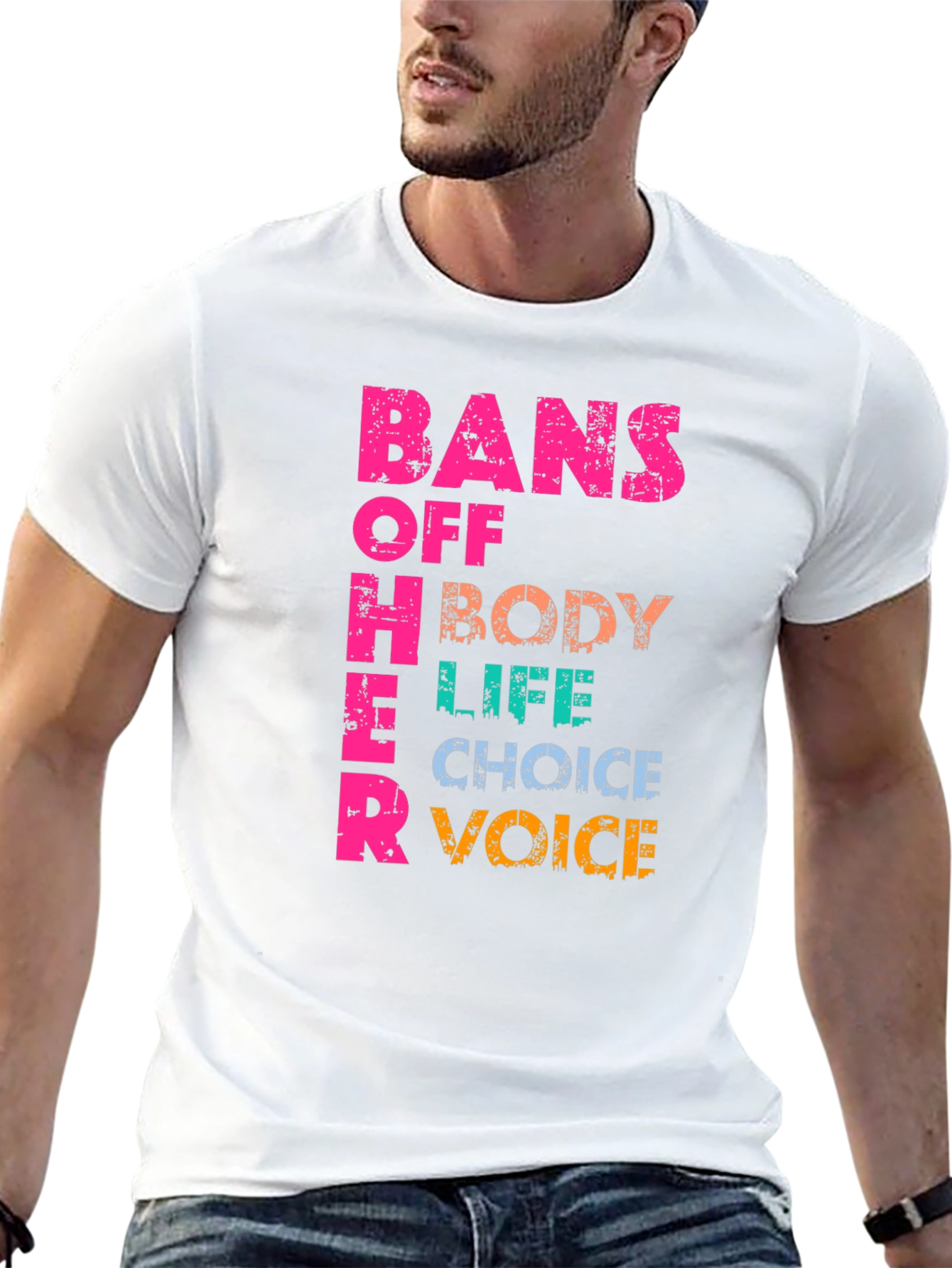 Black Bans Off Her Body Pro Choice T-Shirt view 13