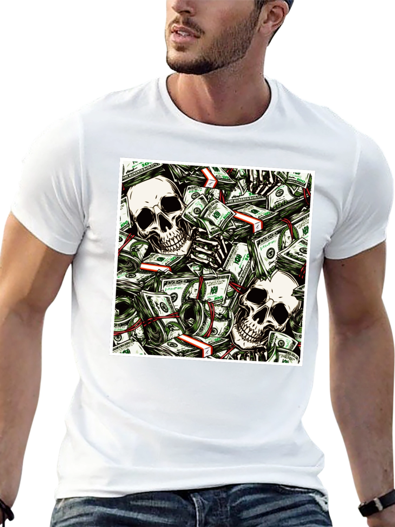 Black Skull Money Graphic Tee - Unisex view 13