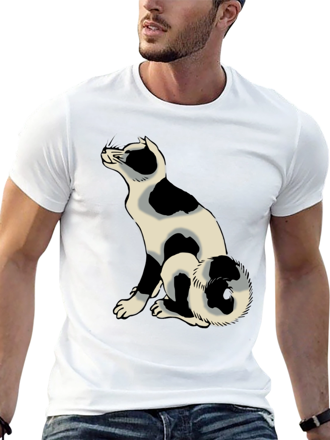 Black Black T-Shirt with Cat Graphic view 13
