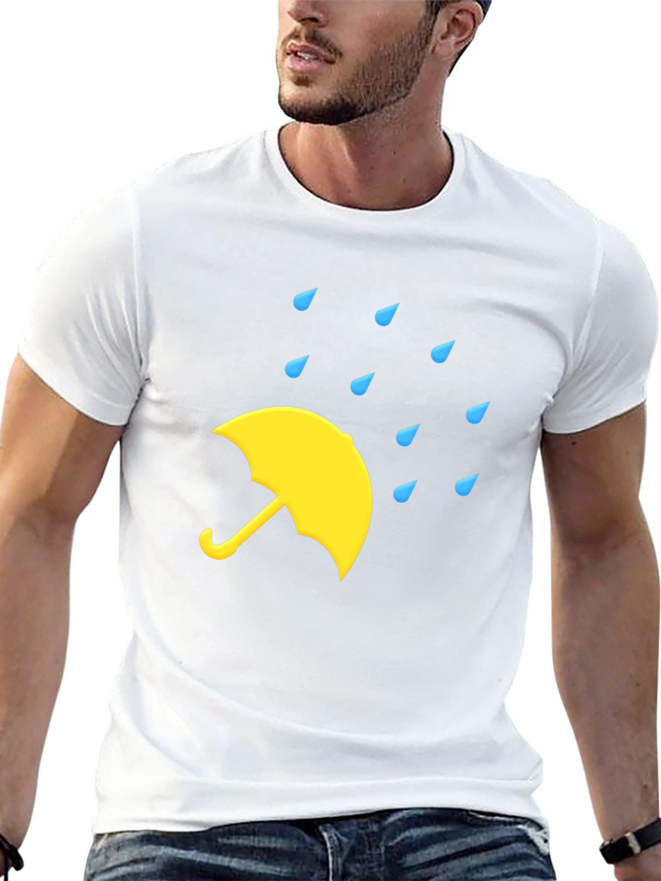 Black Rainy Day Umbrella Black T-Shirt view 13