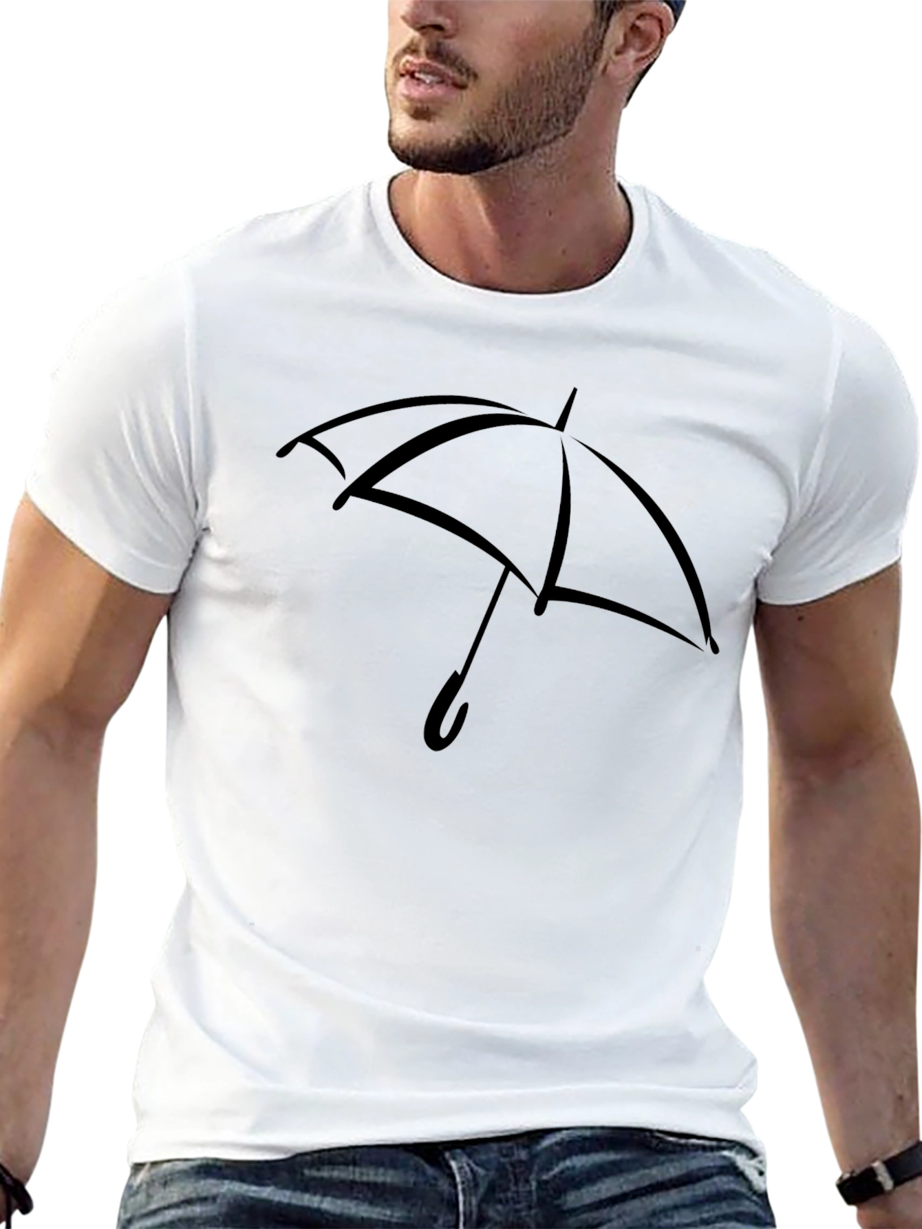 Black Umbrella Graphic T-Shirt - Stylish Casual Wear view 13